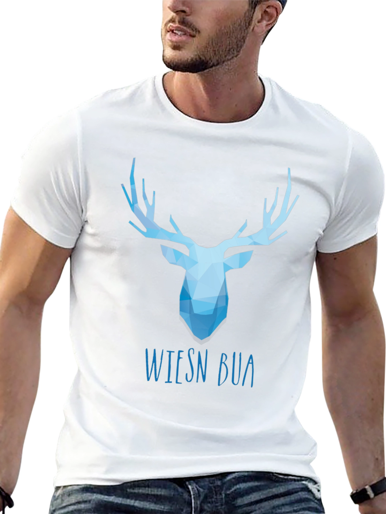 Black Geometric Stag Tee - Wiesn Bua Black T-Shirt view 13