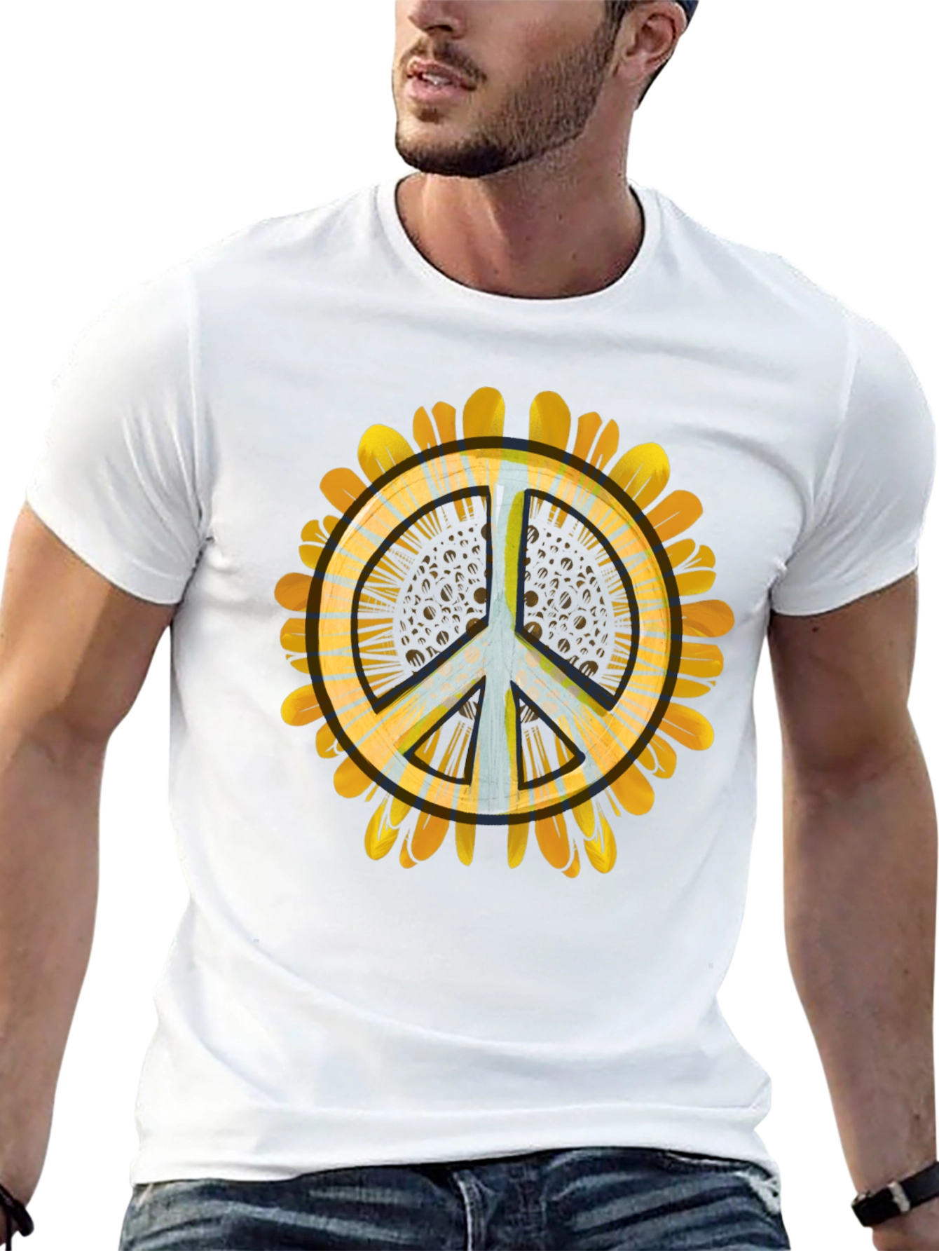 Black Peace Sunflower Graphic Tee - Relaxed Fit view 13