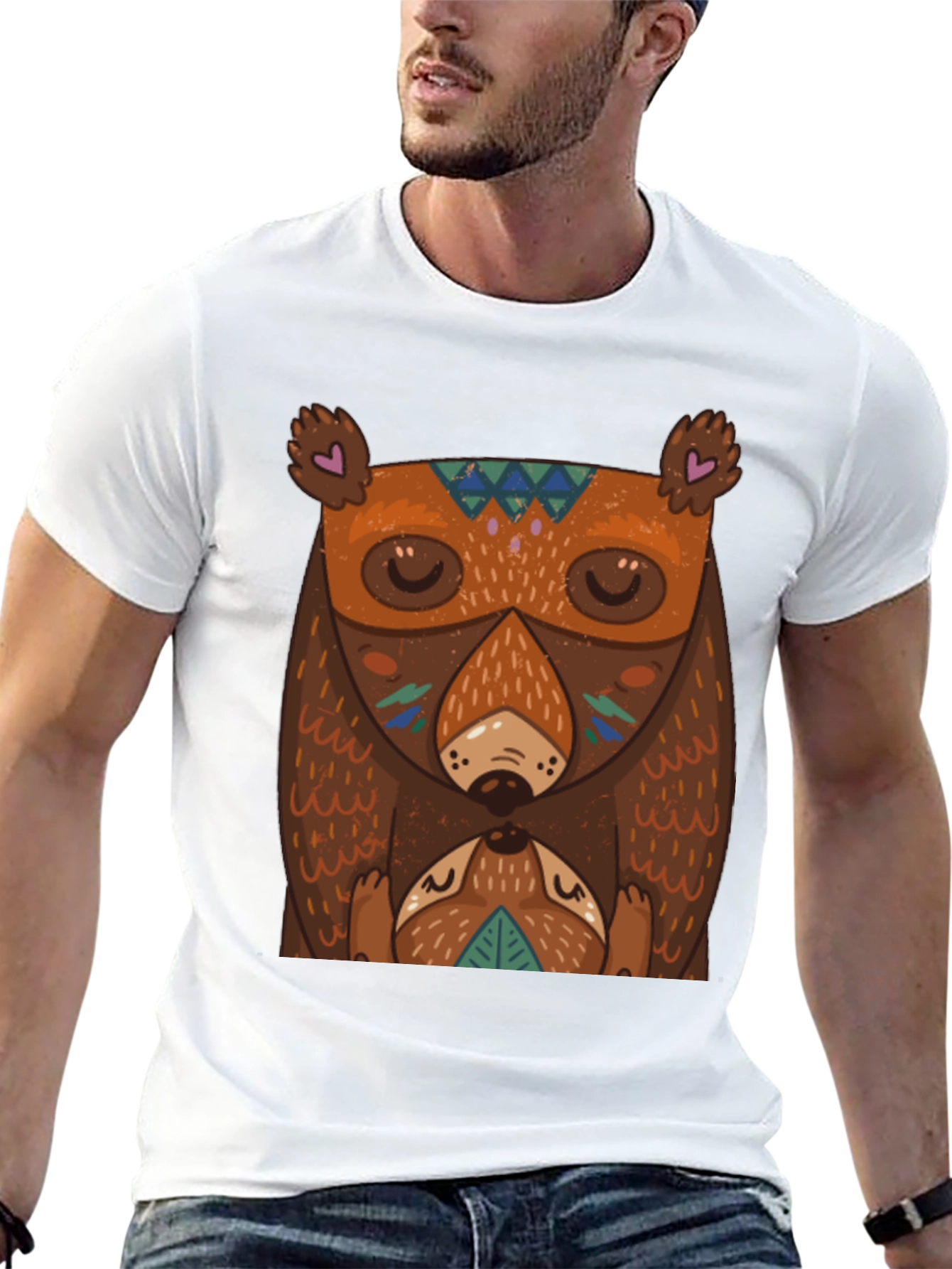Black Bear Graphic T-Shirt - Unique Tribal Design view 13
