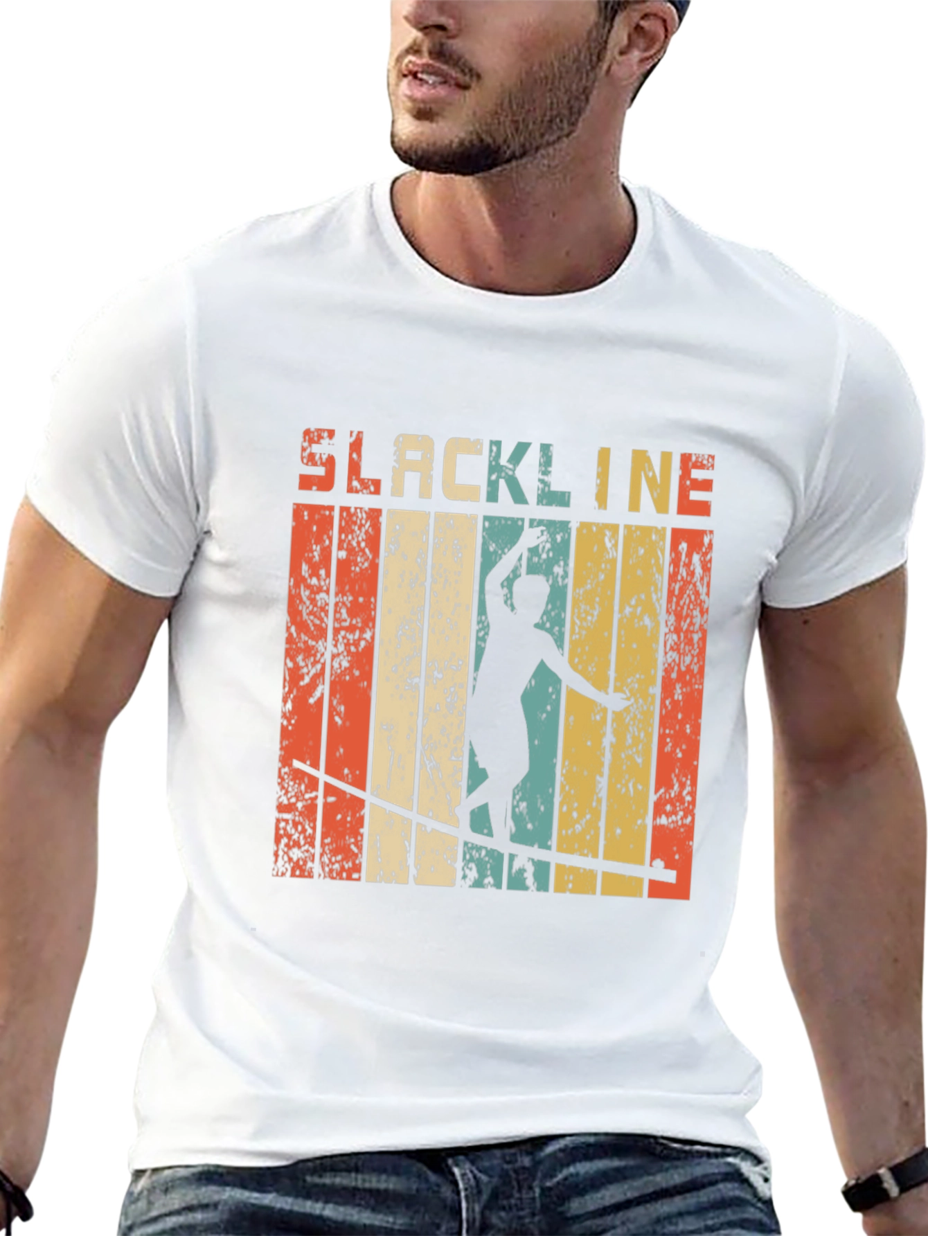 Black Retro Slackline T-Shirt - Vintage Style Black Tee view 13