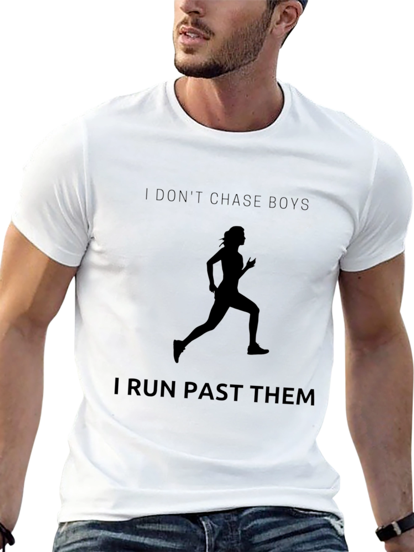 Black I Don't Chase Boys, I Run Past Them T-Shirt view 13