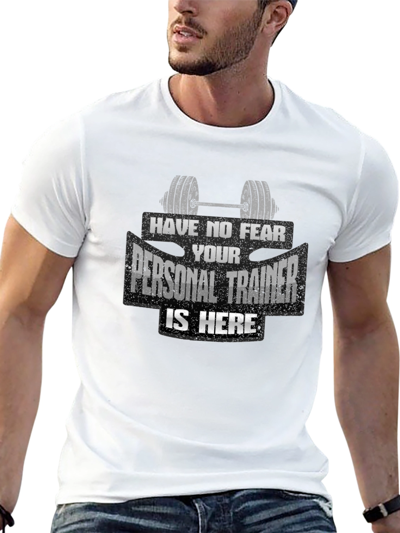Black Personal Trainer Graphic Tee - Black Cotton T-Shirt view 13