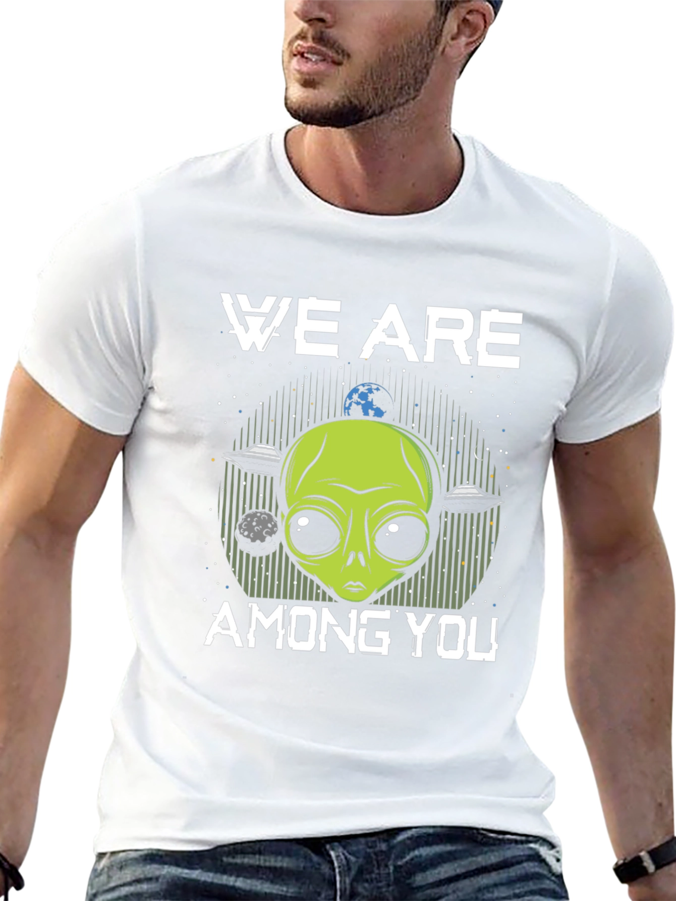 Black We Are Among You Alien Graphic T-Shirt view 13