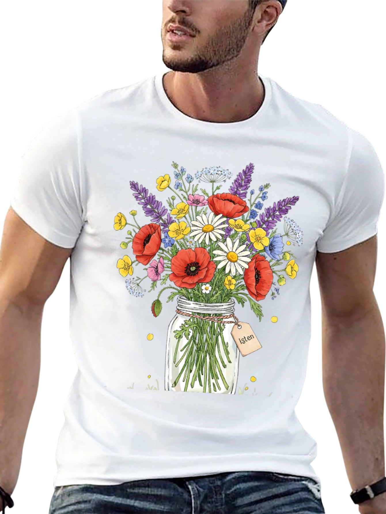Black Floral Bouquet Jar Graphic T-Shirt view 13