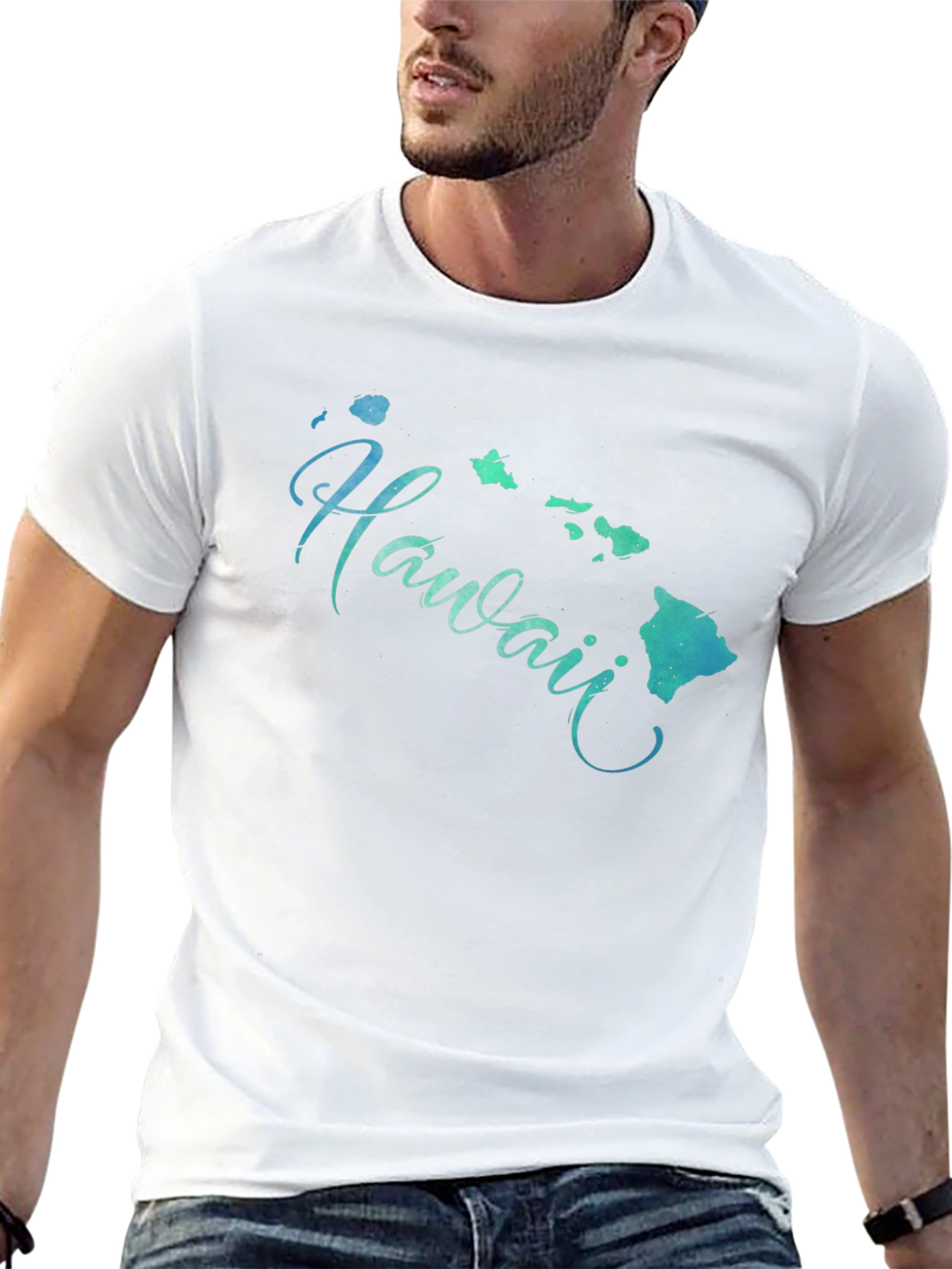 Hawaii Islands Graphic Black T-Shirt - 13