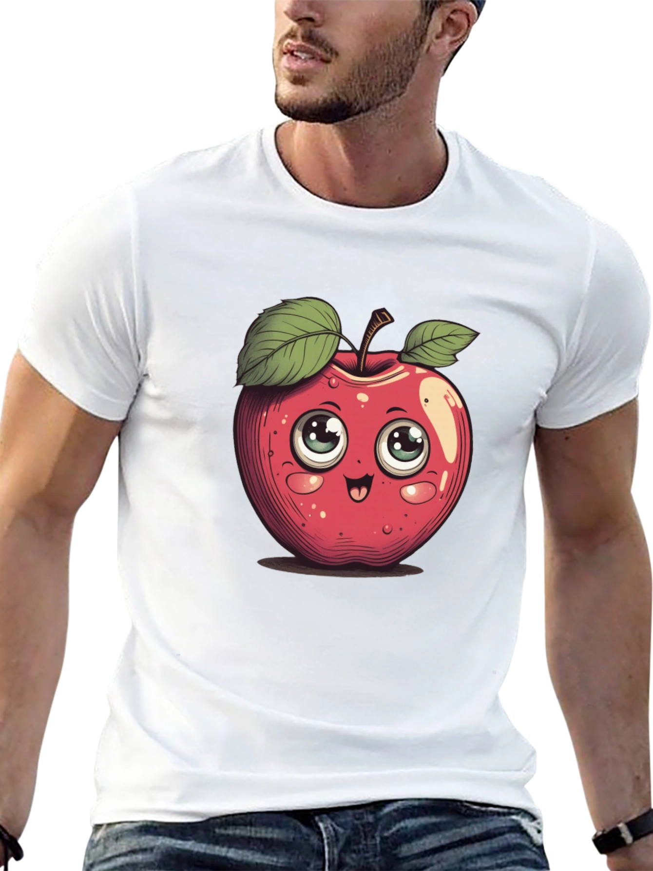 Cute Cartoon Apple Graphic Tee - 13