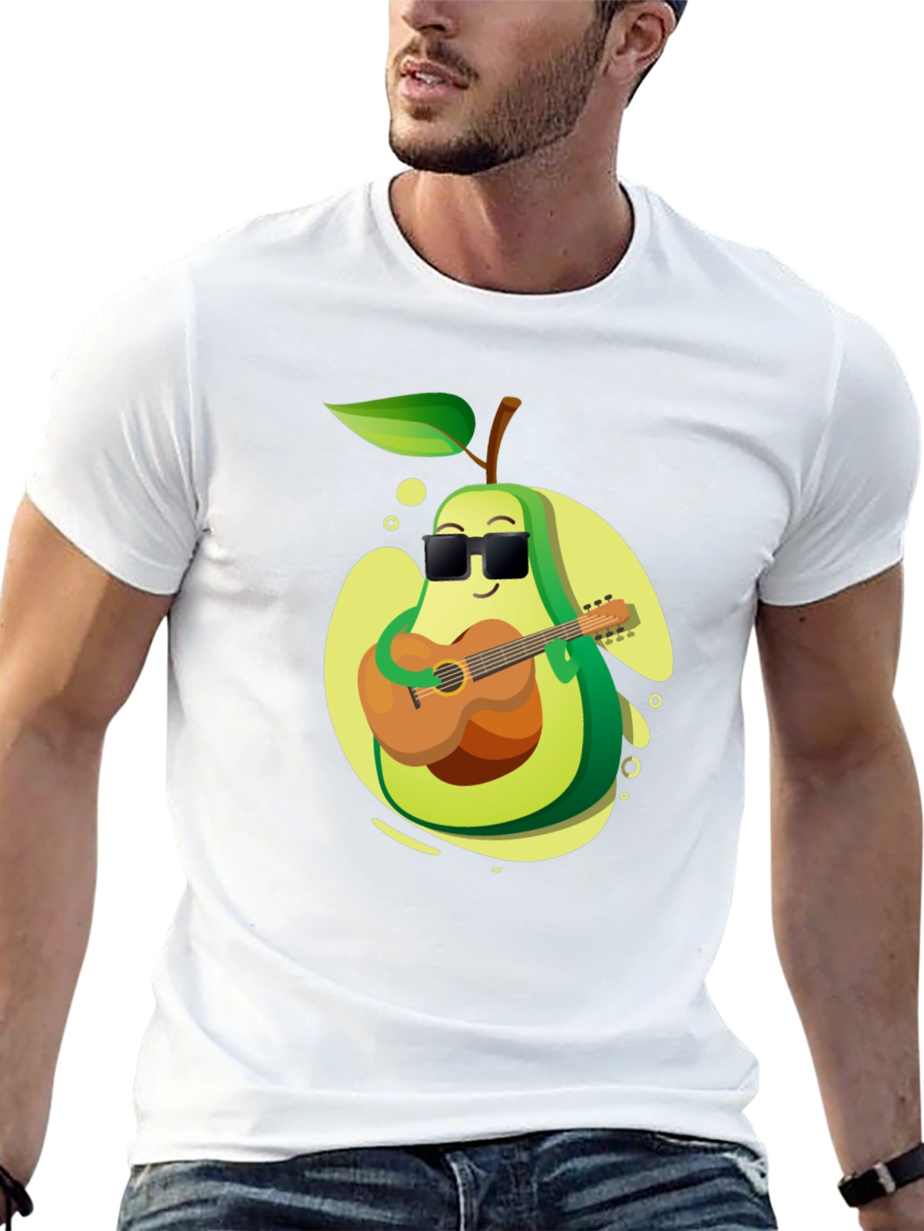 Black Avocado Guitarist Graphic T-Shirt - Cool Music Lover Tee view 13