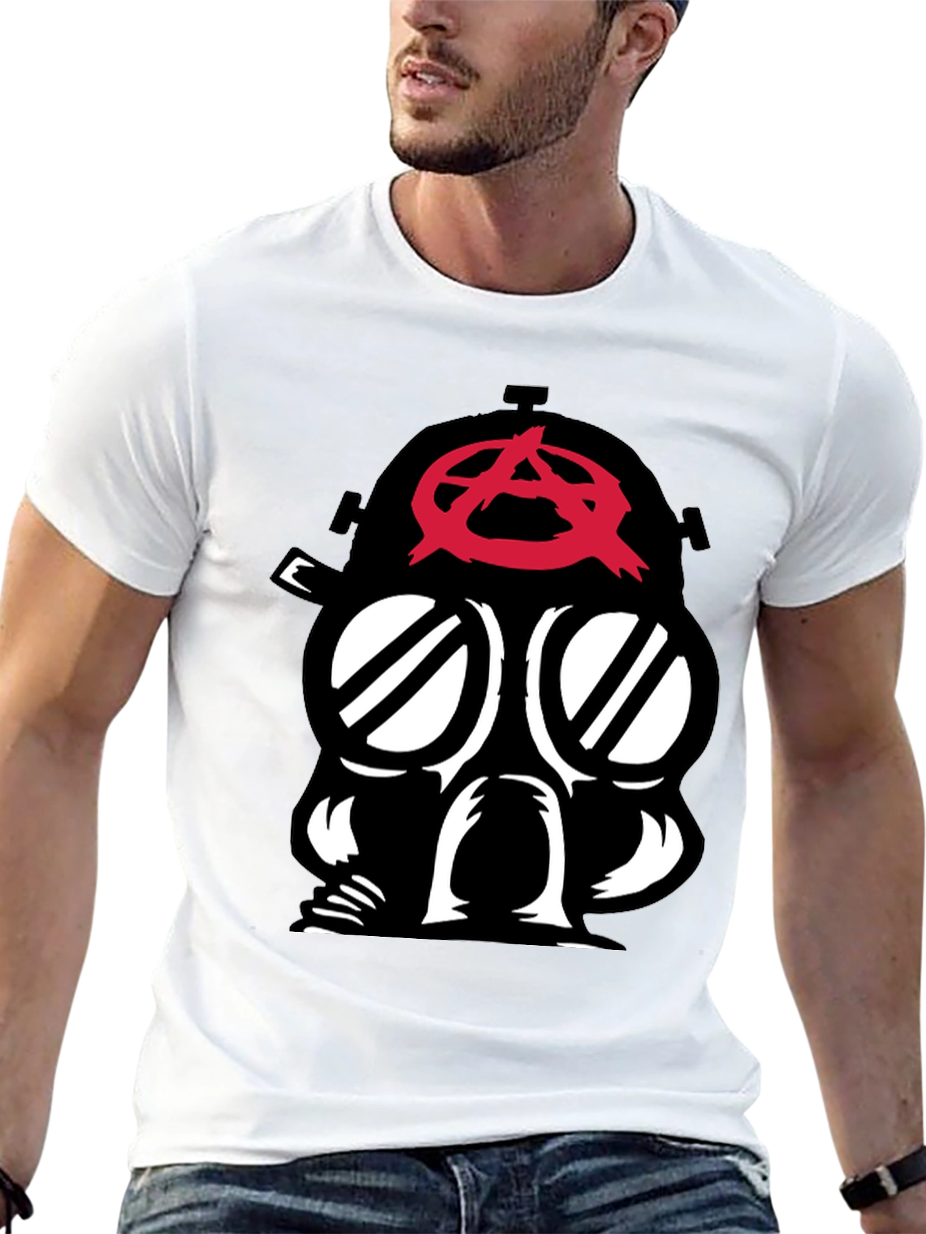 Black Anarchy Gas Mask Graphic Tee - Bold Statement view 13