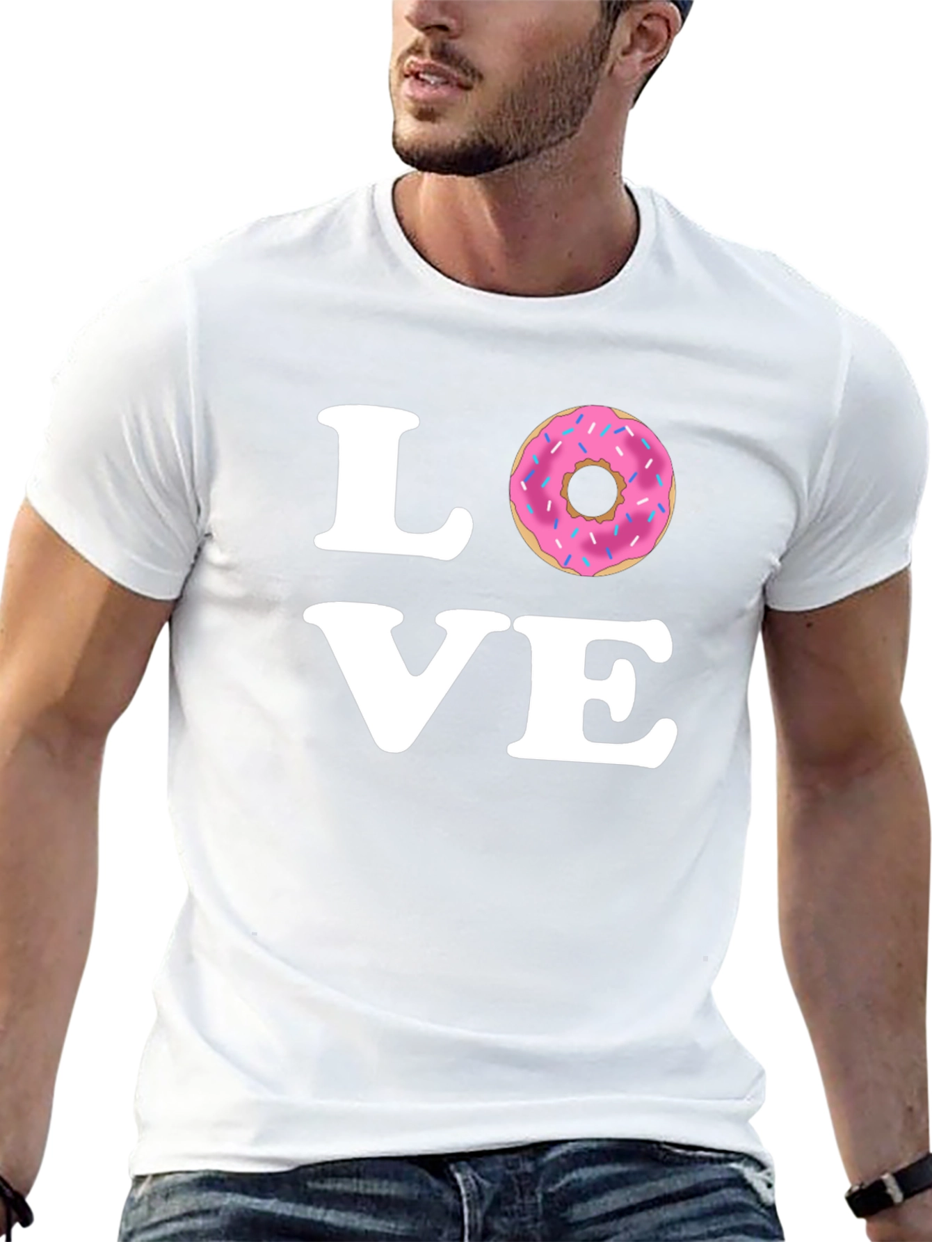 Black Love Donut Graphic Tee - Black Cotton T-Shirt view 13