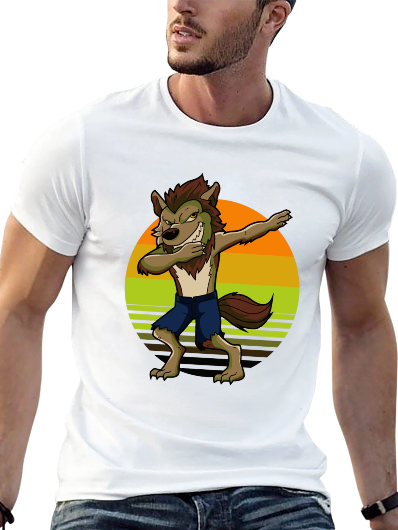 Black Dabbing Werewolf Graphic T-Shirt view 13