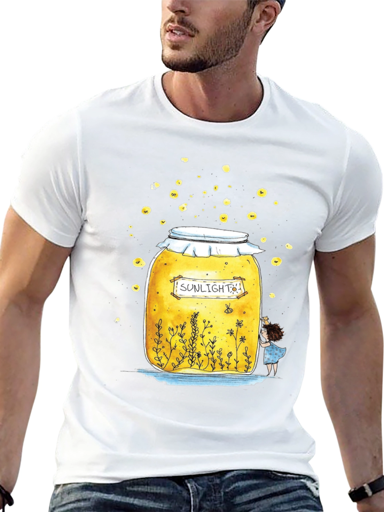 Black Sunlight Jar Graphic T-Shirt - Whimsical Black Tee view 13