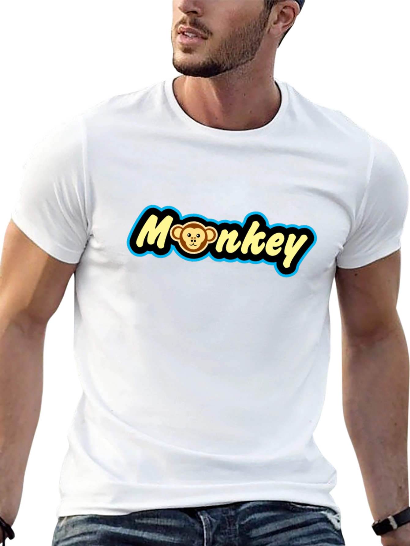Black Monkey Graphic Tee - Novelty Print Crew Neck T-Shirt view 13