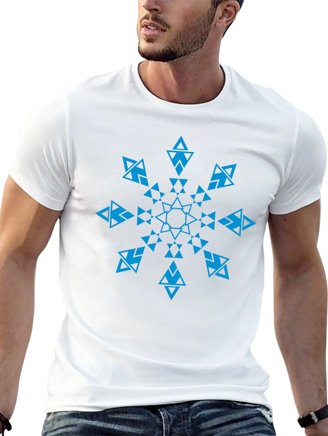 Black Geometric Snowflake Graphic T-Shirt view 13