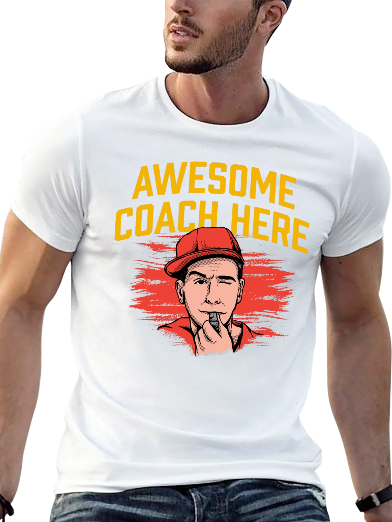 Black Awesome Coach Here T-Shirt view 13