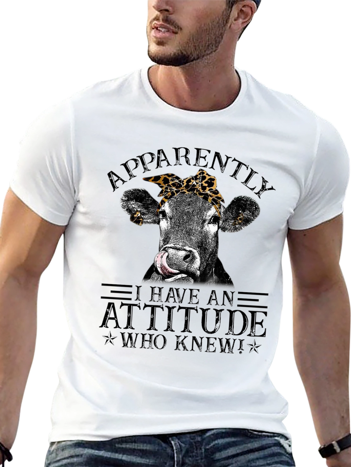 Black Funny Cow Attitude Graphic T-Shirt view 13