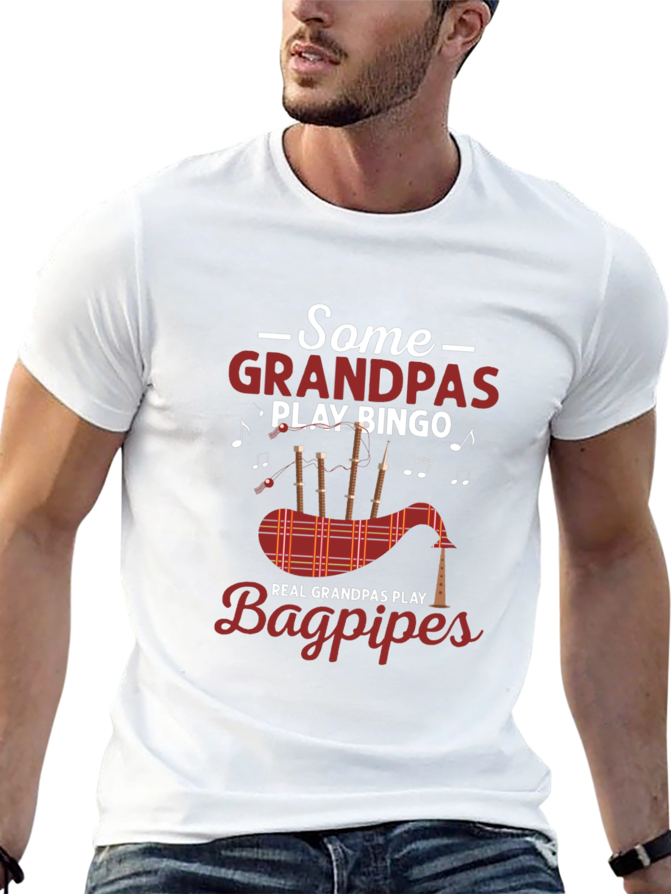 Black Grandpa Bingo Bagpipes Graphic Tee view 13