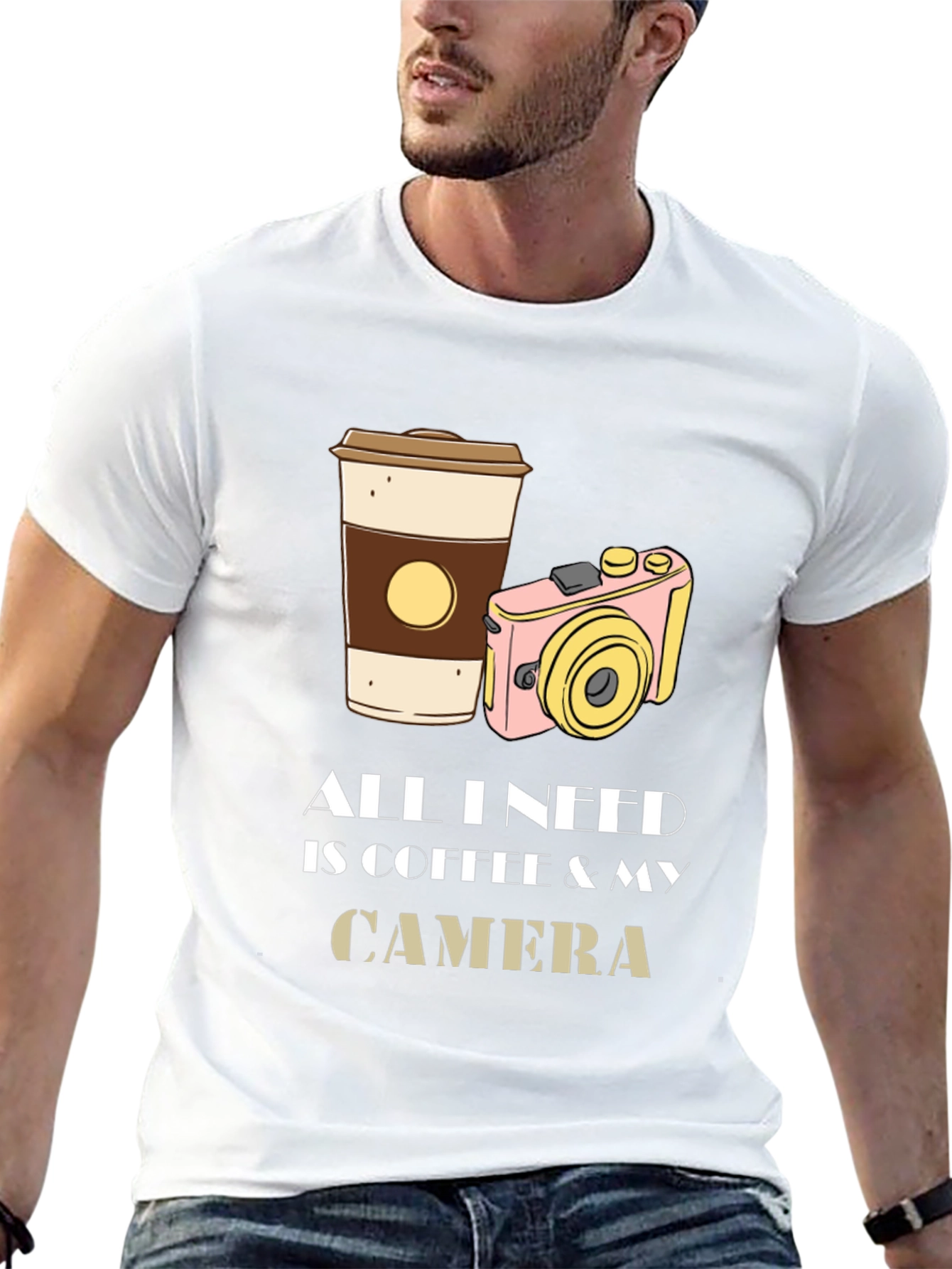 Black Coffee & Camera Graphic Tee - Photography Lover's T-Shirt view 13