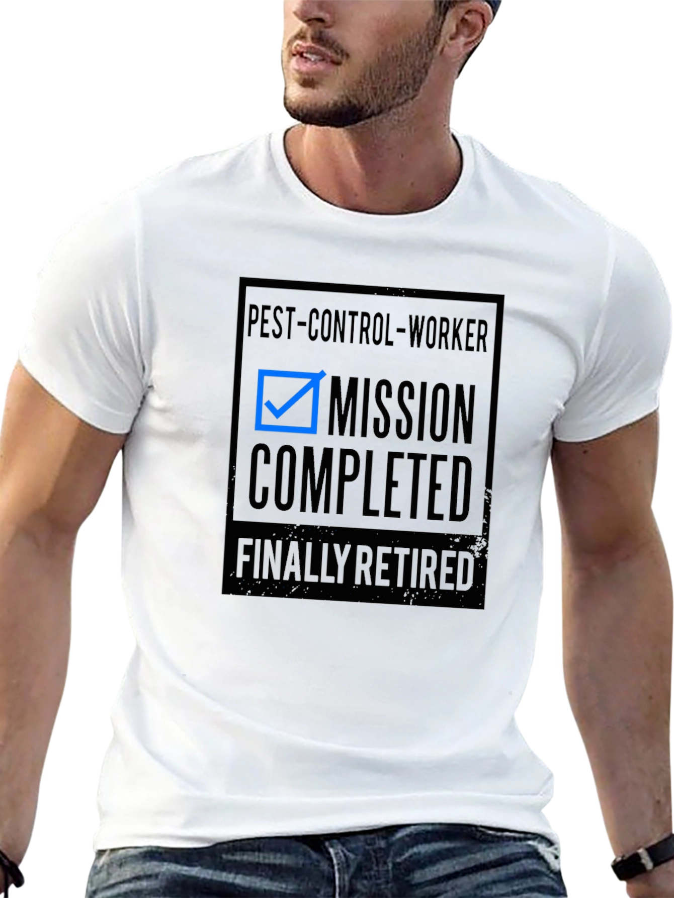 Black Pest Control Worker Mission Completed Retired T-Shirt view 13