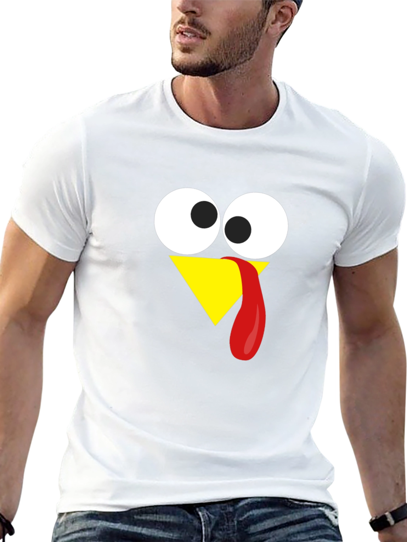 Black Funny Turkey Face Thanksgiving T-Shirt view 13