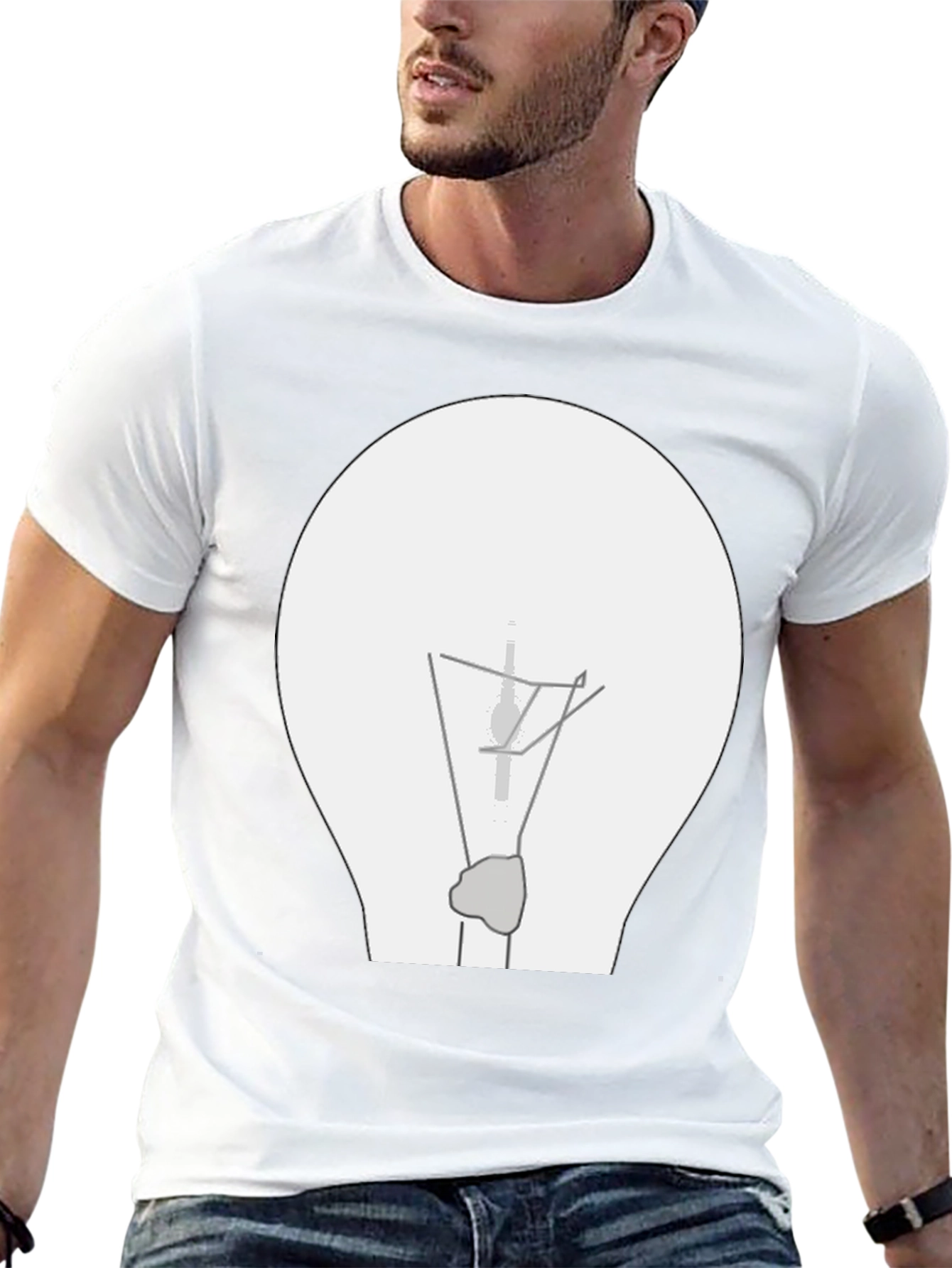 Black Illuminating Idea: Black T-Shirt with Lightbulb Graphic view 13
