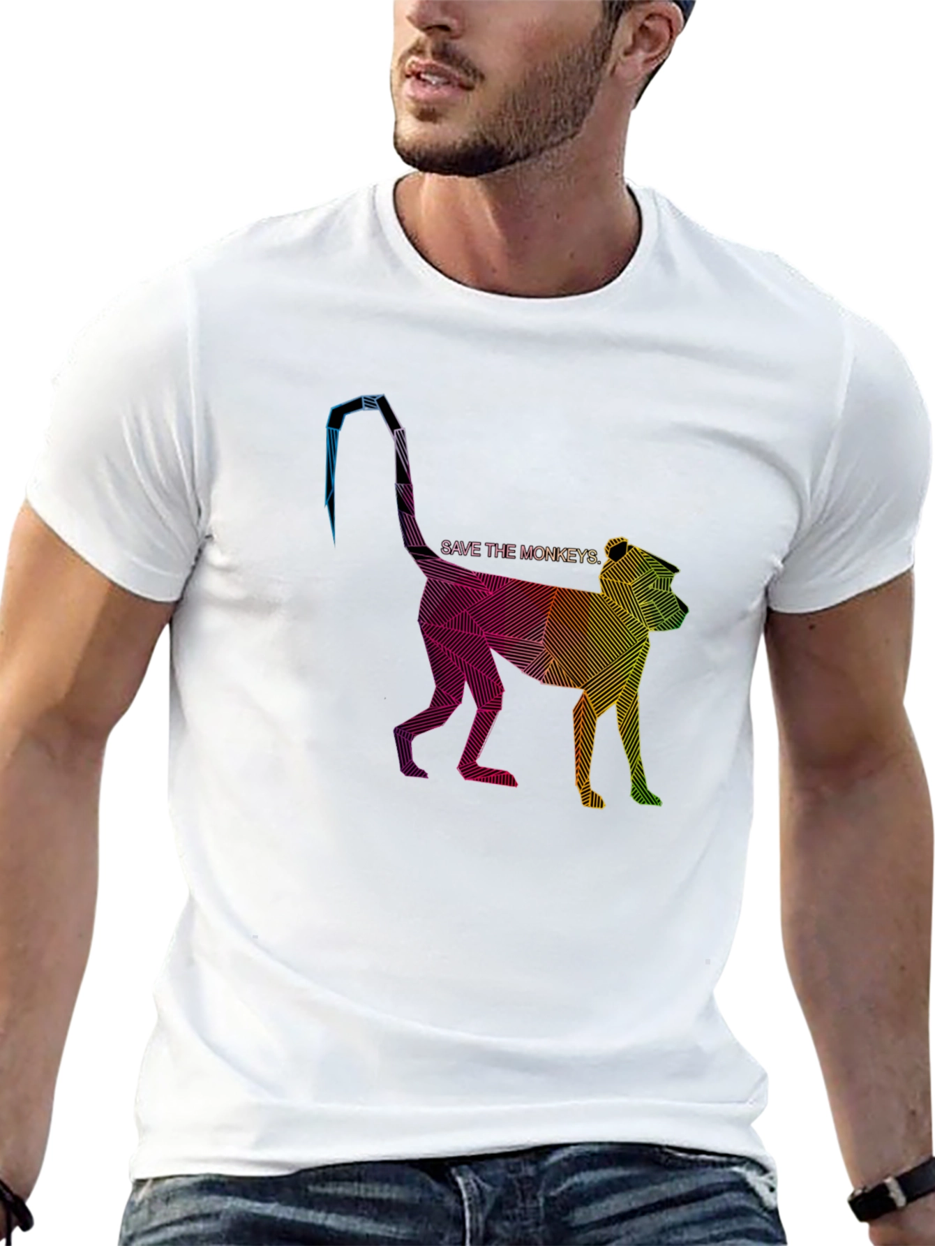 Black Save the Monkeys Graphic Tee - Stylish & Unique view 13