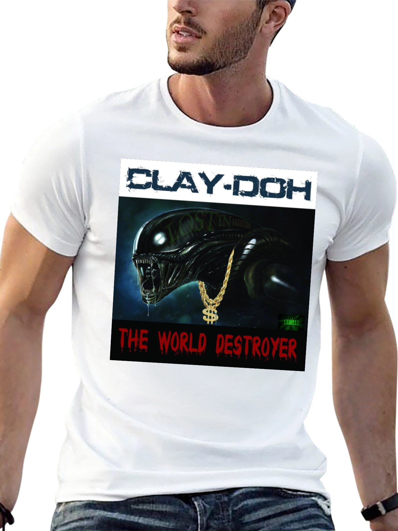 Black Clay-Doh The World Destroyer Graphic T-Shirt view 13