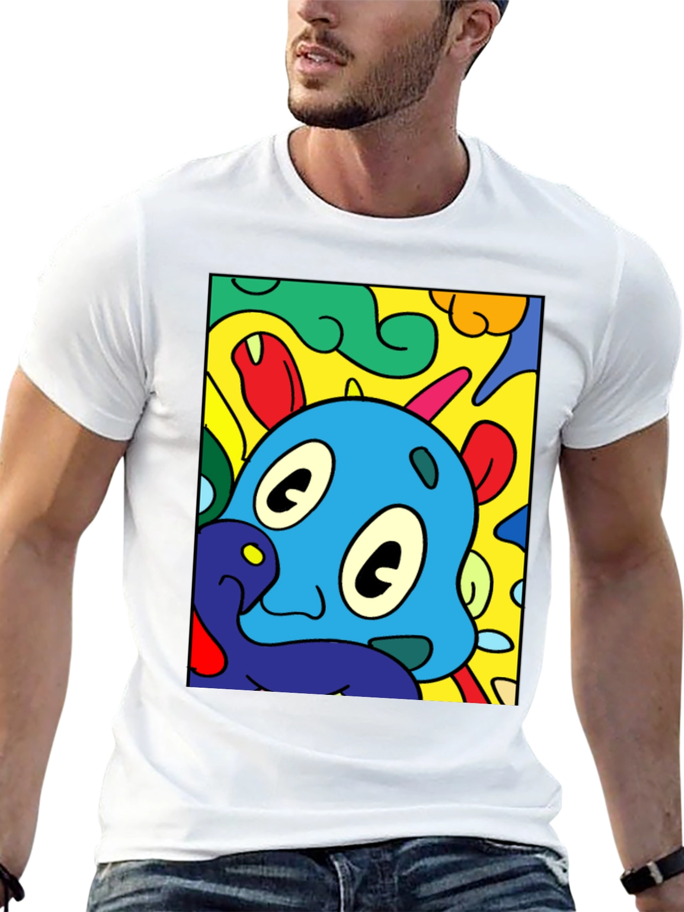 Black Cartoon Character Graphic Black T-Shirt view 13