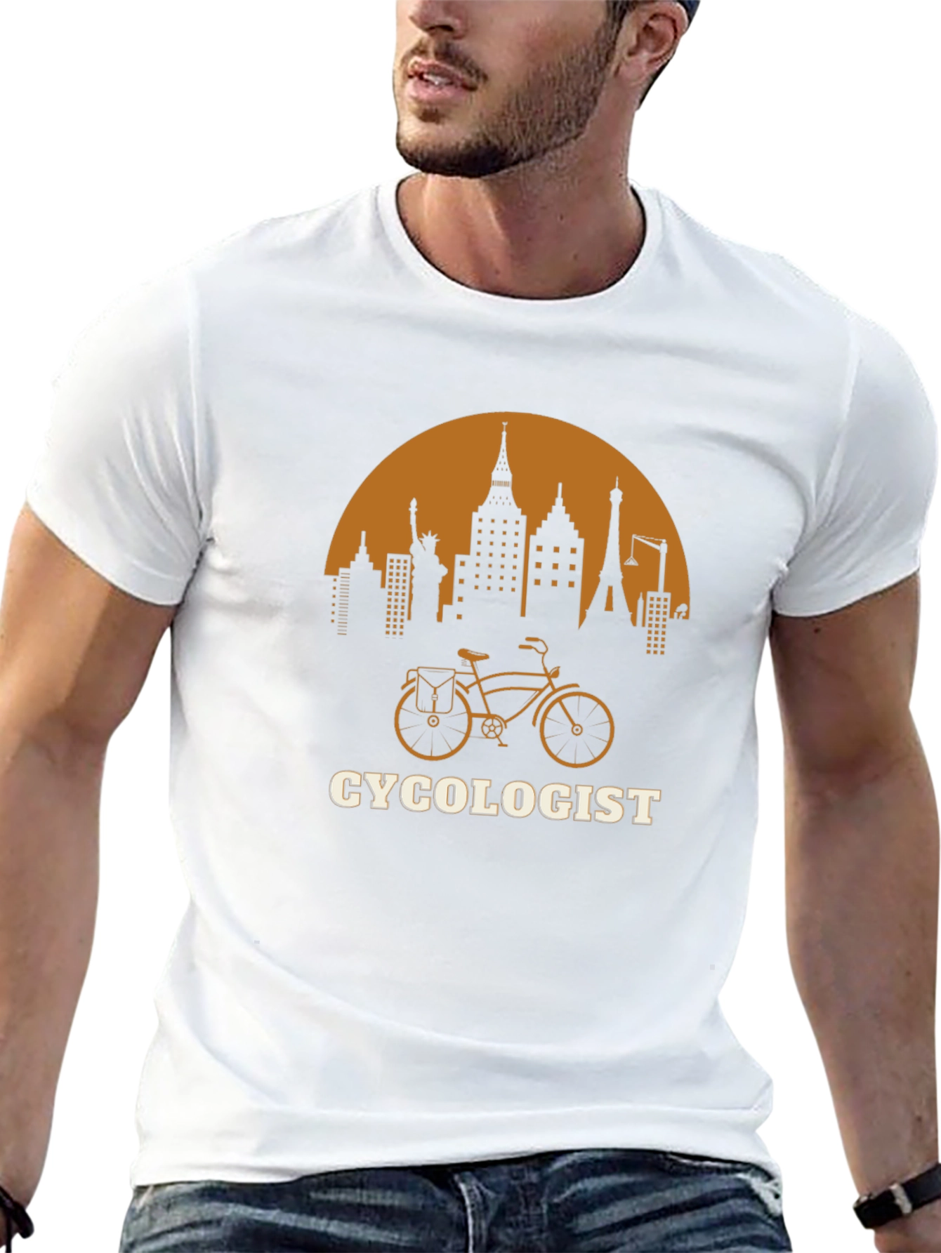 Black Cycologist T-Shirt - City Skyline Bike Design view 13