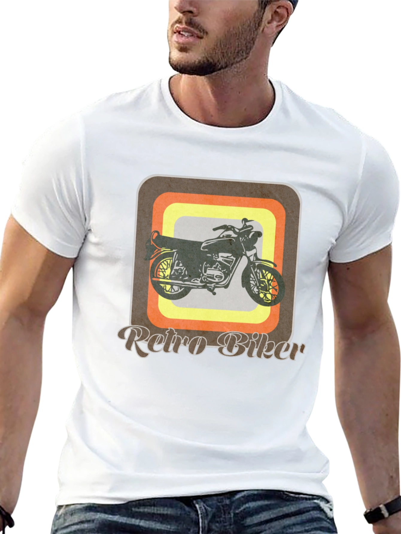 Black Retro Biker Graphic Tee - Vintage Motorcycle T-Shirt view 13