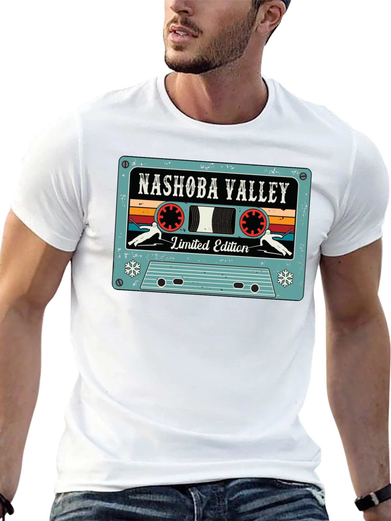 Black Nashoba Valley Ski Cassette Tape Black T-Shirt view 13