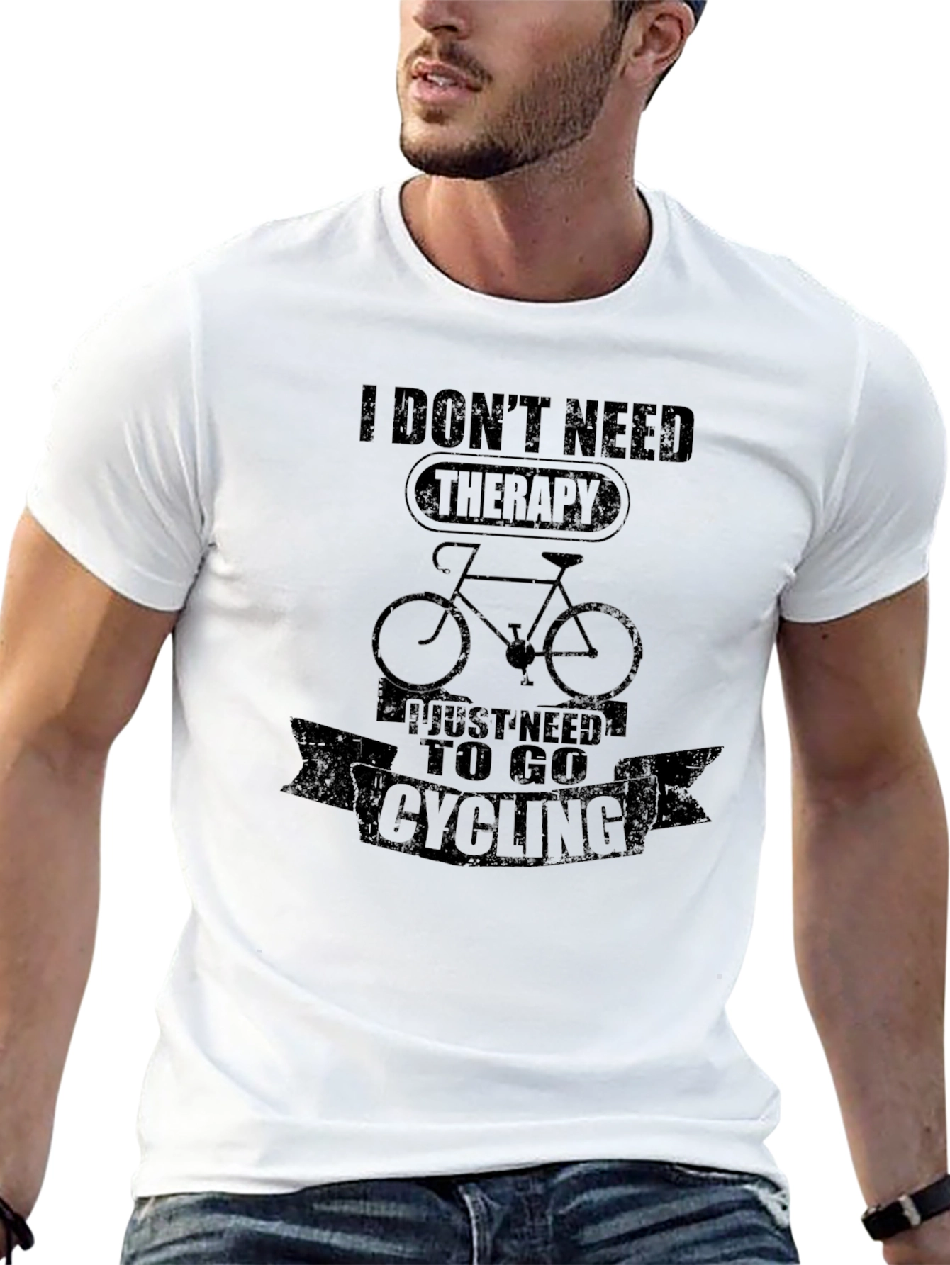 Black Cycling Therapy Graphic T-Shirt view 13