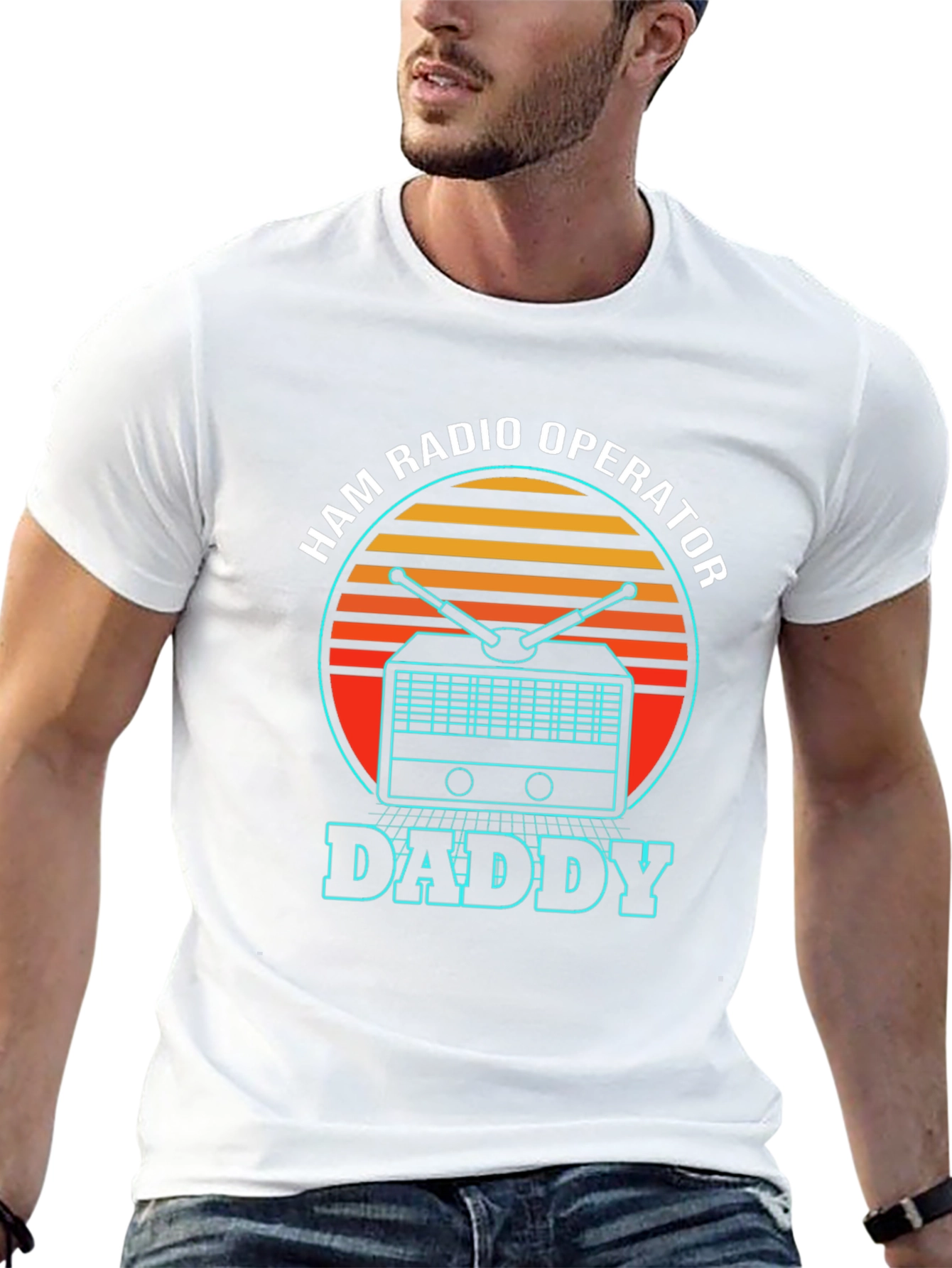 Black Ham Radio Operator Daddy T-Shirt - Retro Design view 13