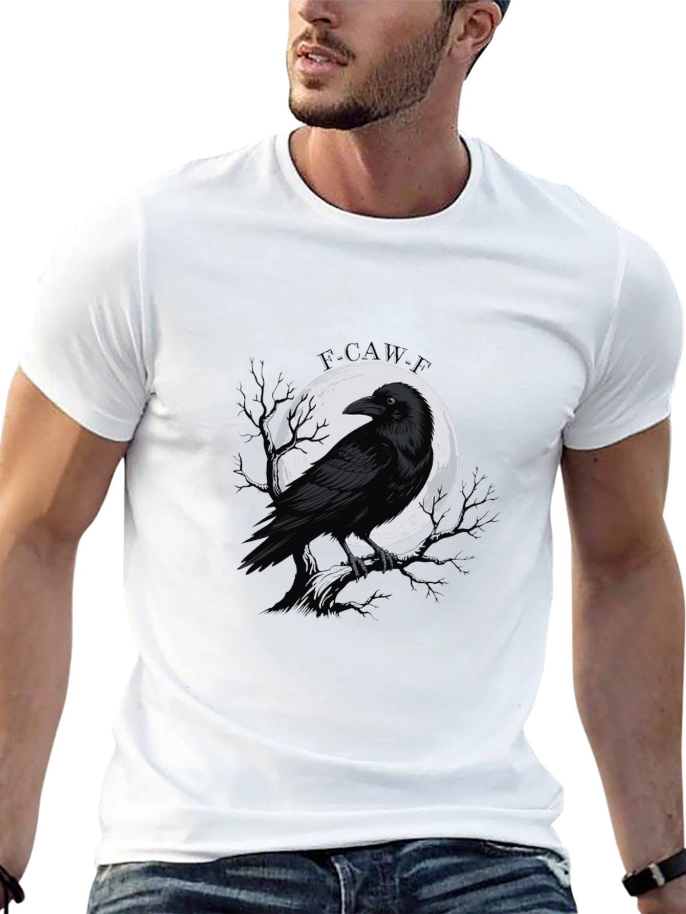 Black Raven Moon Graphic Tee - Gothic Style Black T-Shirt view 13