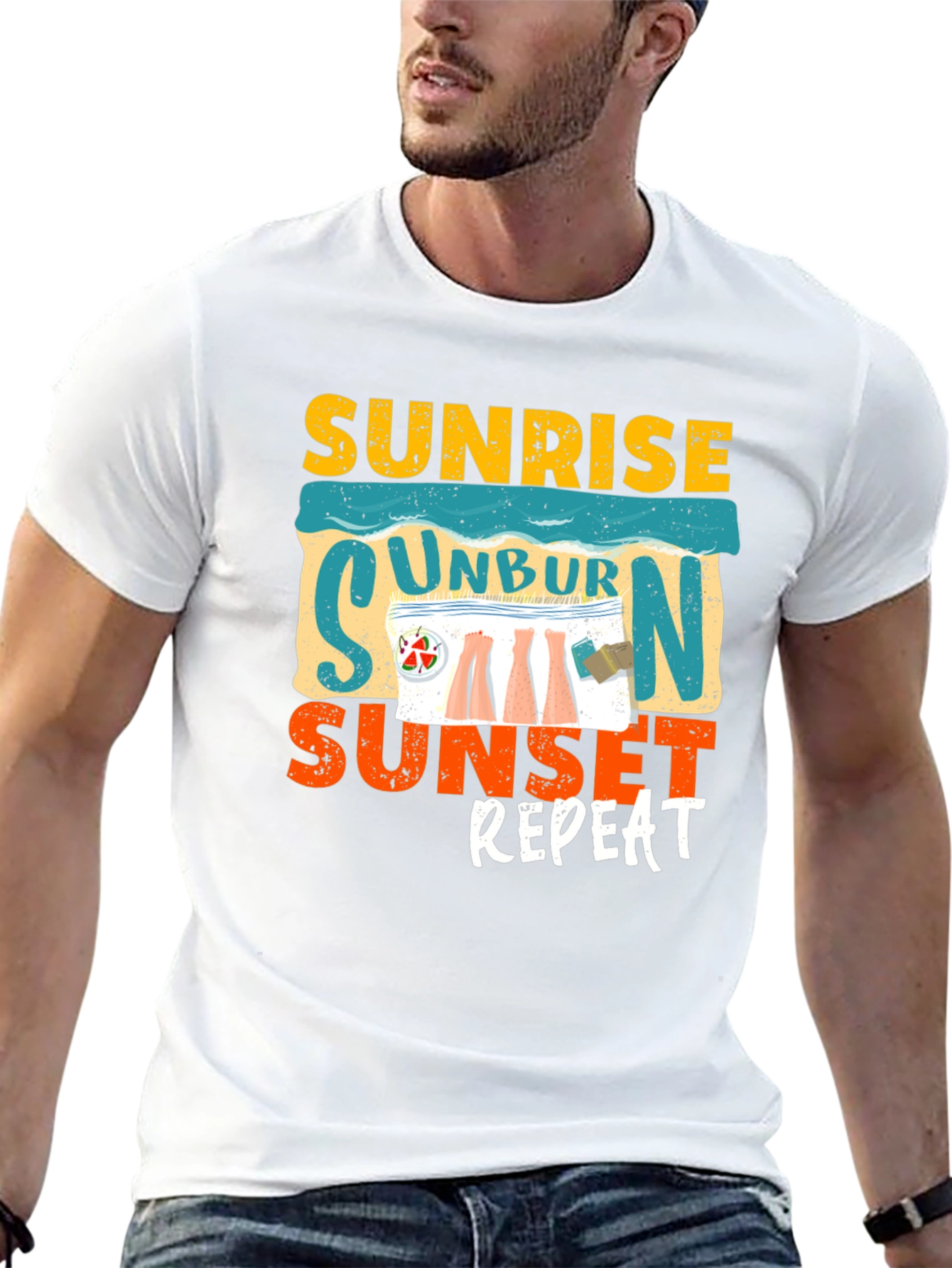 Black Sunrise Unburn Sunset Repeat Graphic Tee view 13