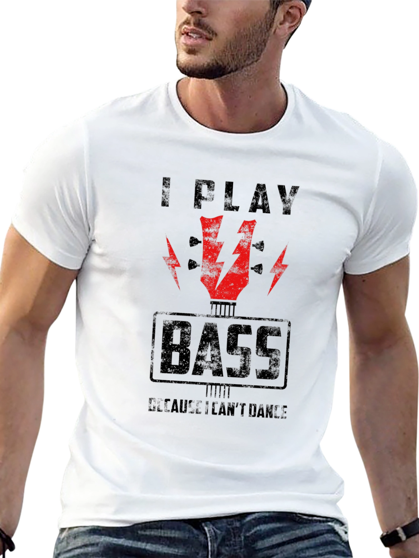 Black I Play Bass T-Shirt - Funny Musician Tee view 13