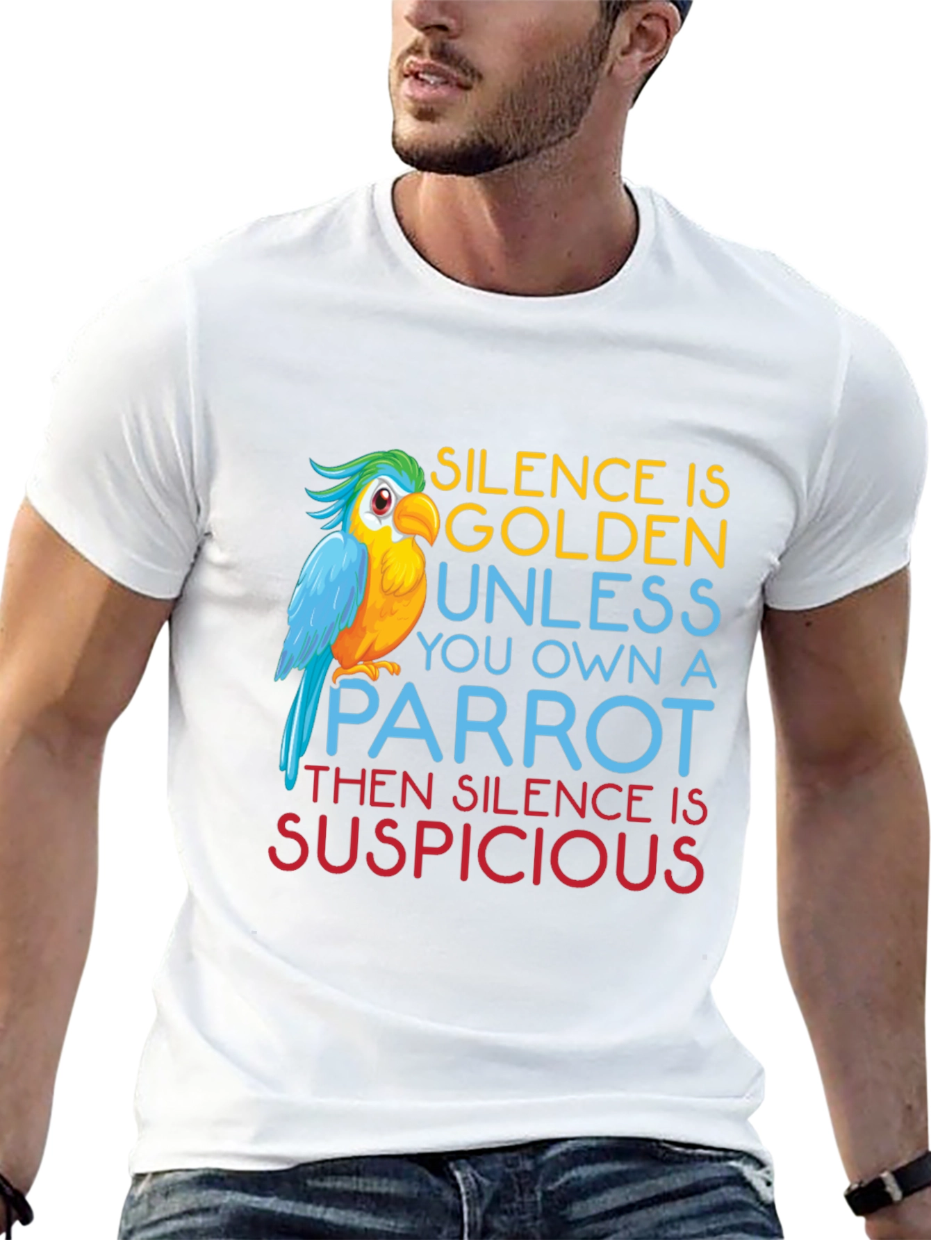 Black Parrot Owner T-Shirt - Silence is Suspicious Tee view 13