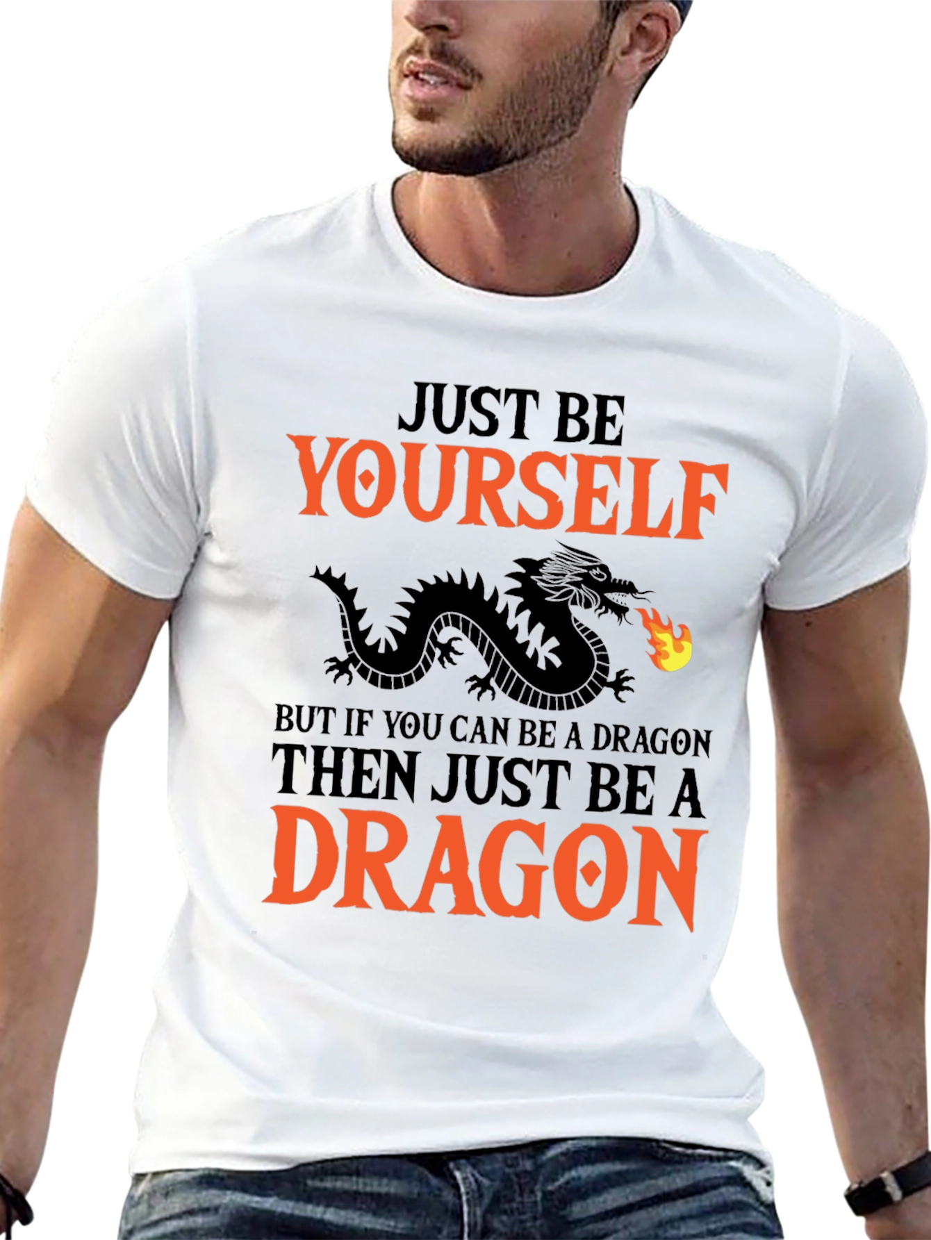 Black Just Be Yourself Dragon Graphic Tee view 13