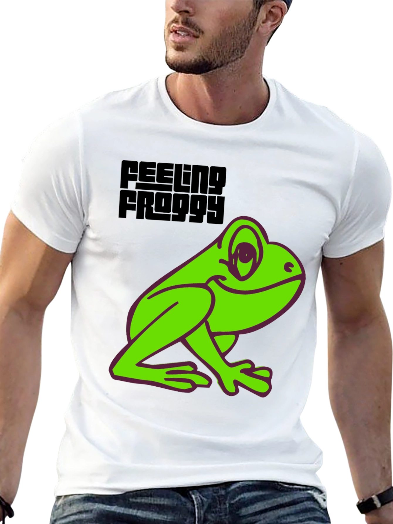 Black Feeling Froggy Tee - Fun Graphic T-Shirt view 13
