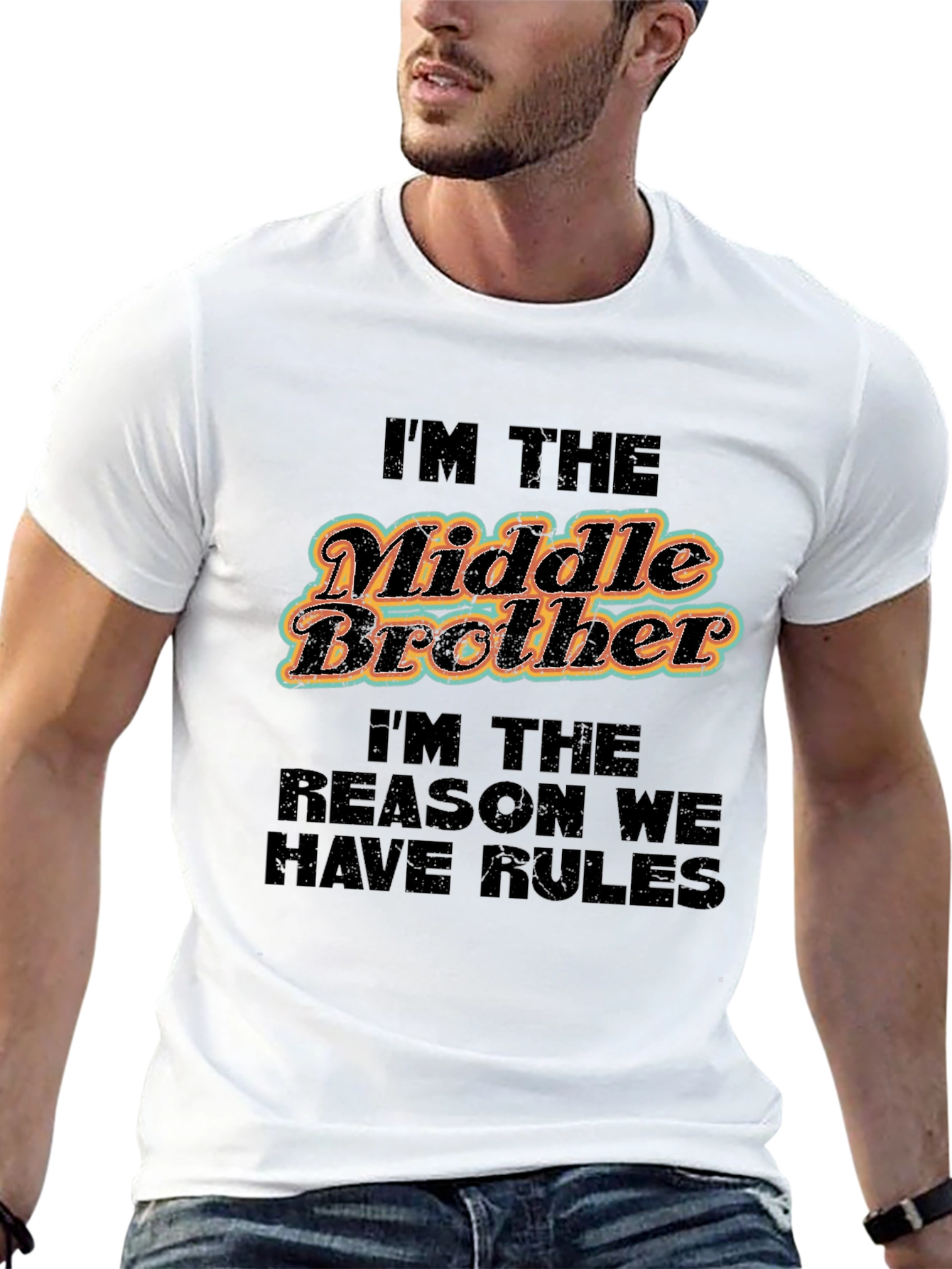Black Middle Brother T-Shirt: The Reason We Have Rules view 13