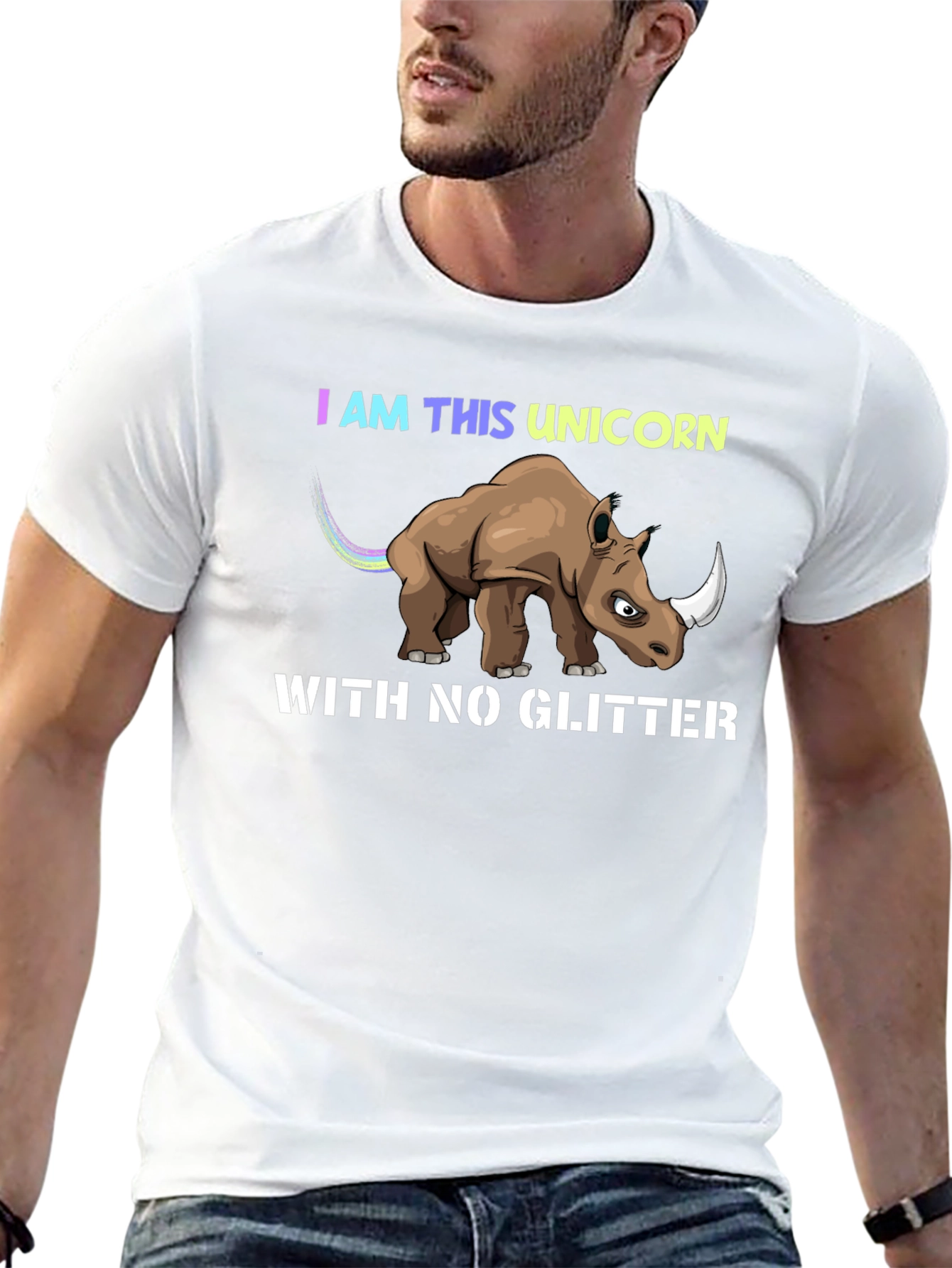 Black I Am This Unicorn T-Shirt Funny Rhino Tee view 13