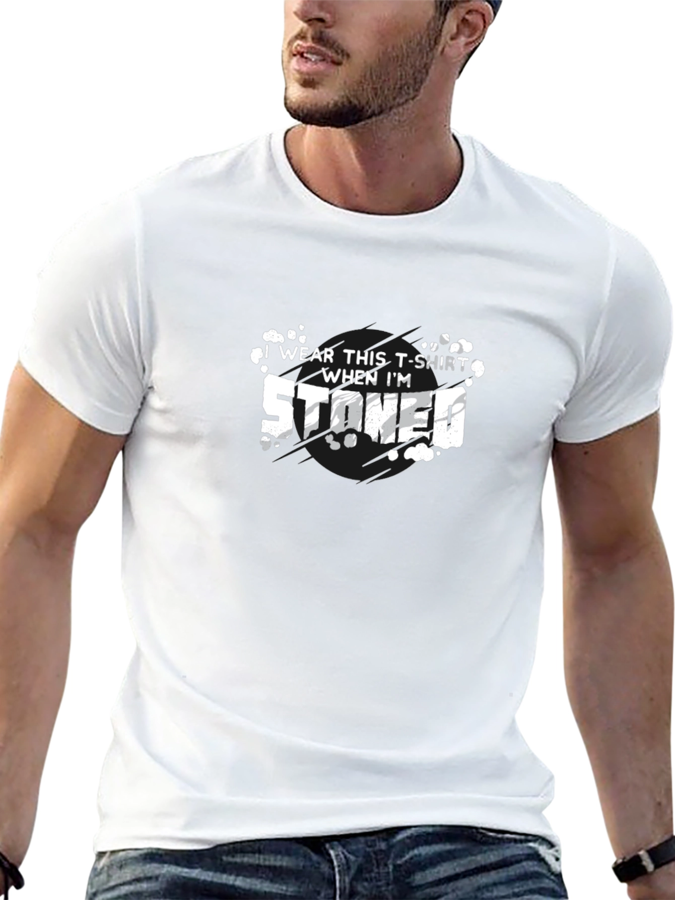 Black I Wear This T-Shirt When I'm Stoned Funny Graphic Tee view 13