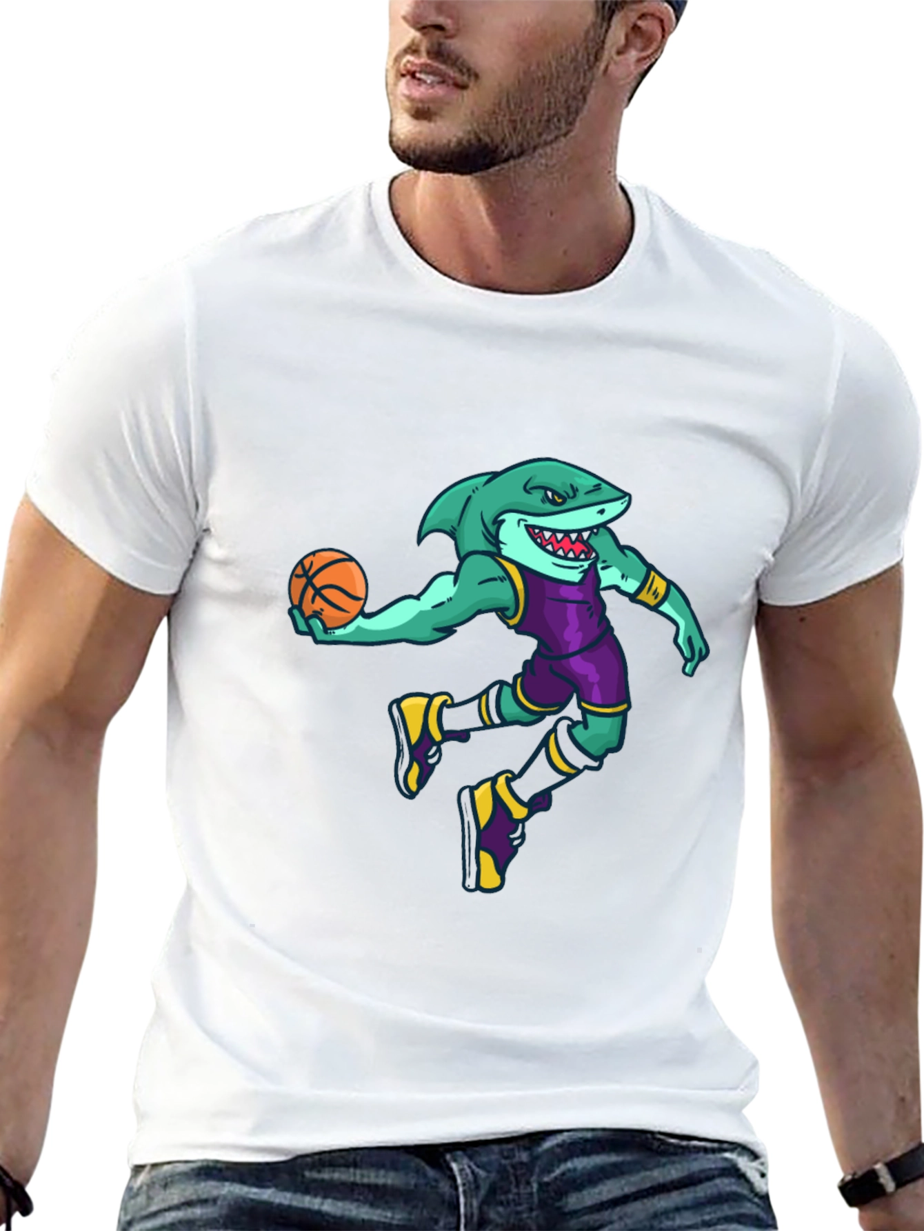 Black Shark Basketball Graphic Tee view 13