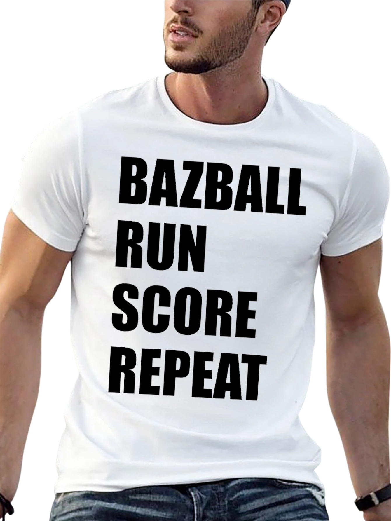 Black Bazball Run Score Repeat Graphic Tee view 13
