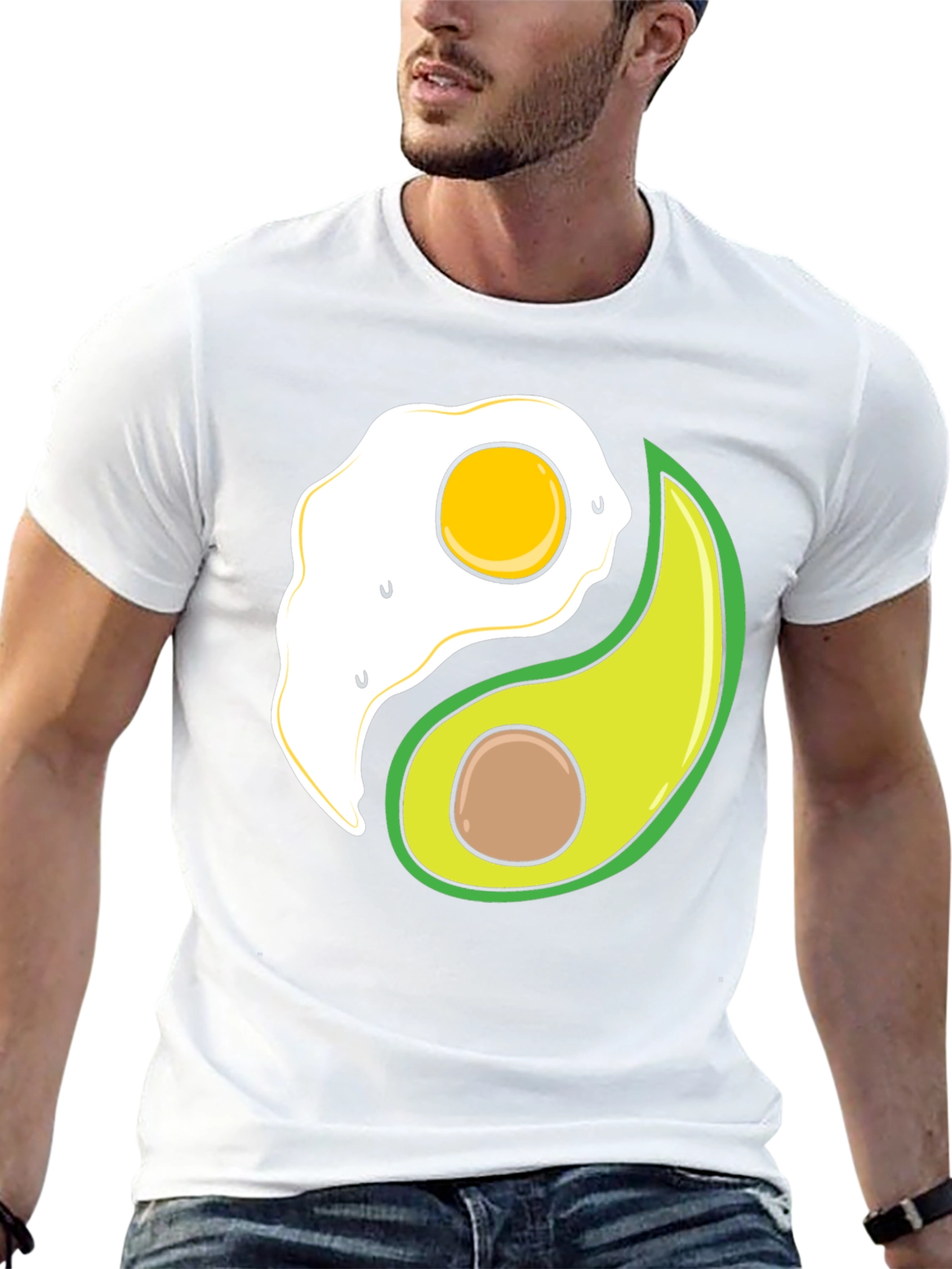 Black Egg & Avocado Yin Yang Black Graphic Tee view 13