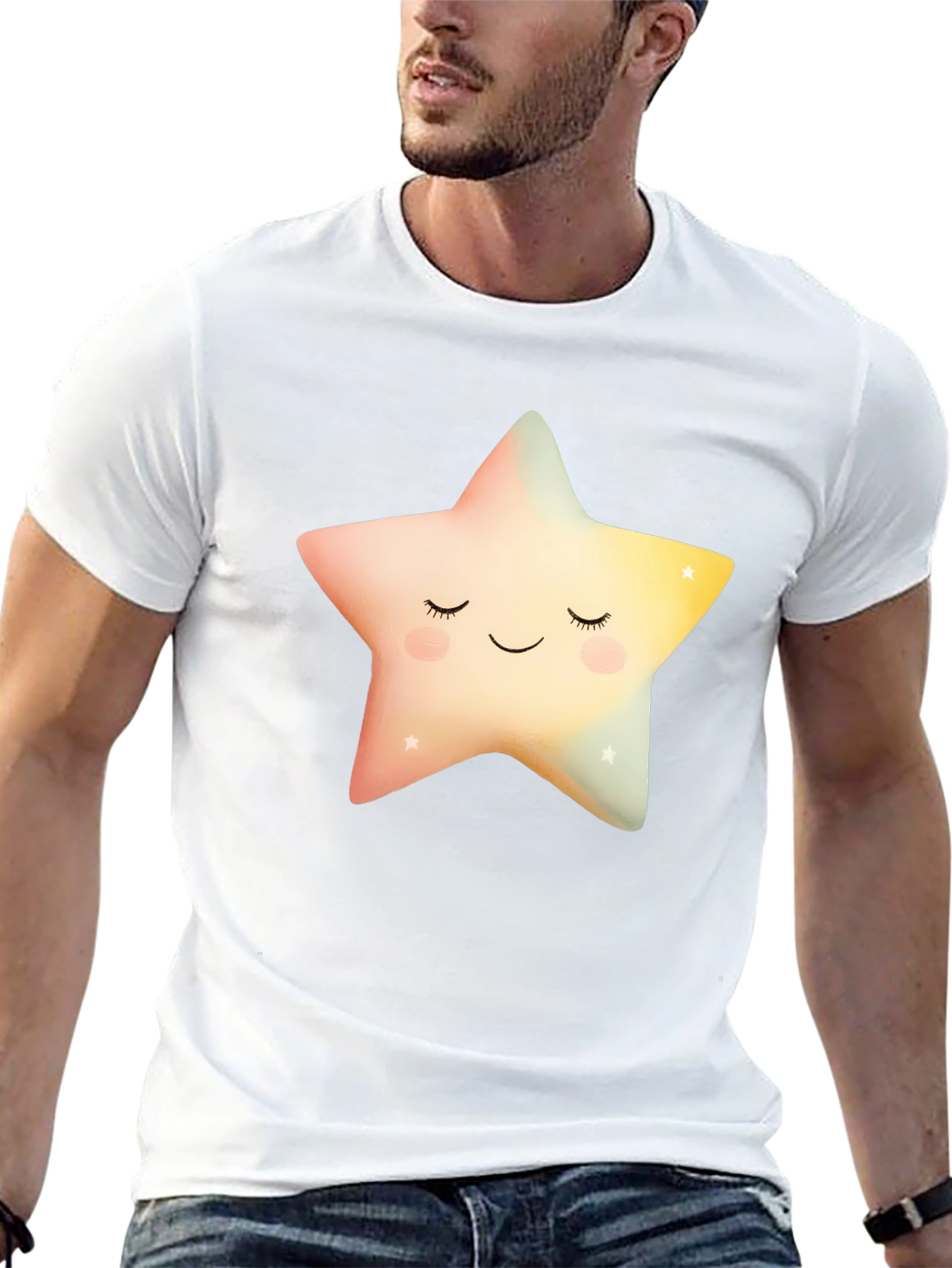 Black Sleepy Star Graphic T-Shirt - Black Cotton Blend view 13