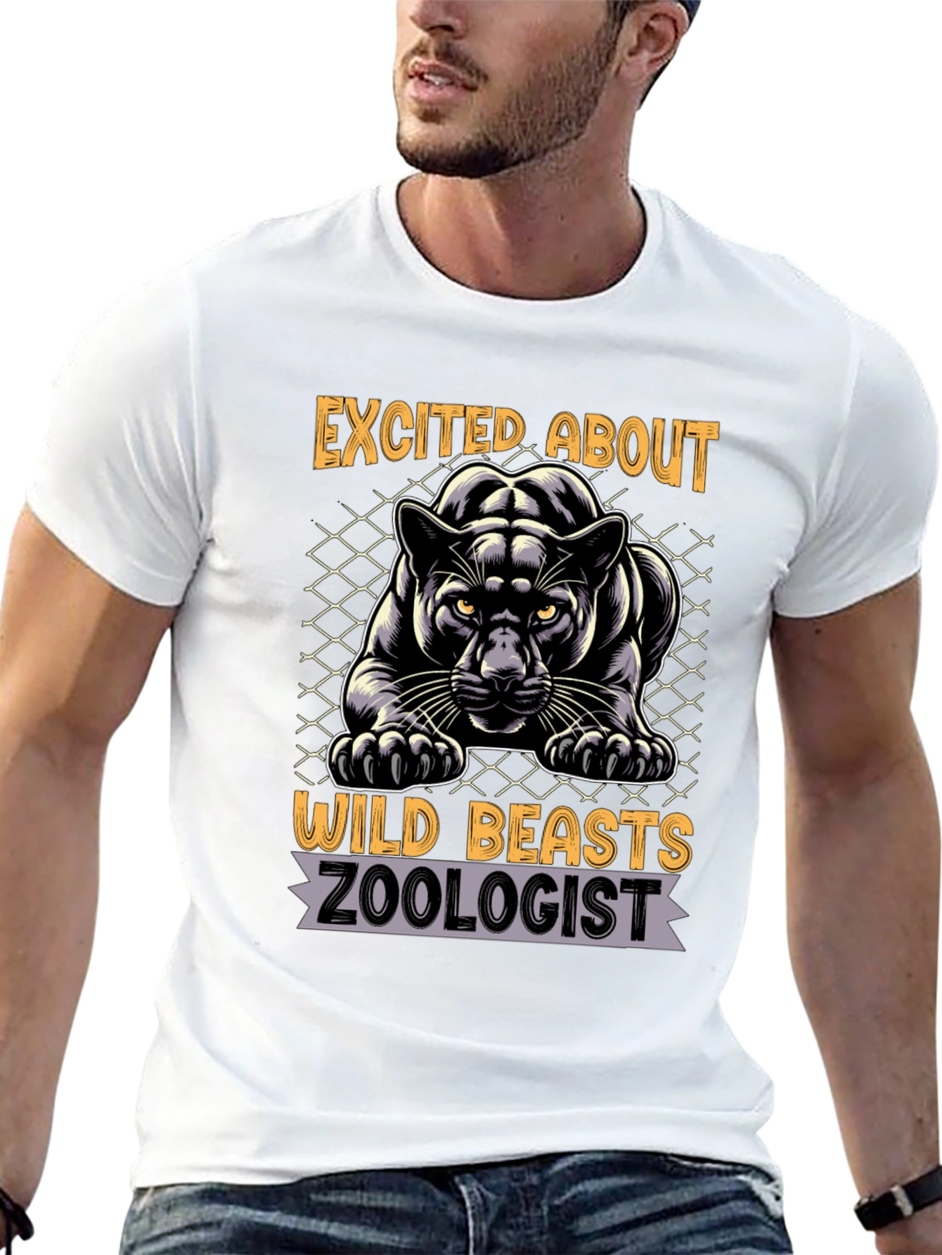 Black Excited About Wild Beasts Zoologist Graphic T-Shirt view 13