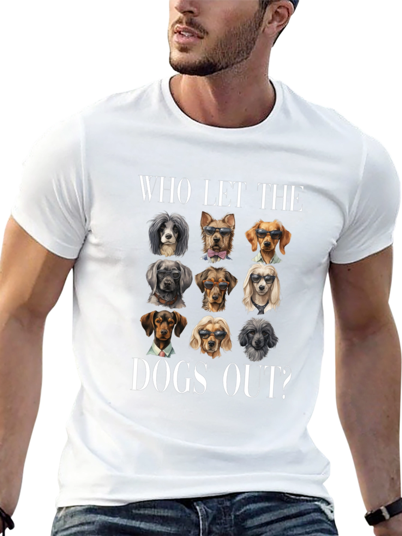 Black Who Let The Dogs Out? Graphic Tee view 13