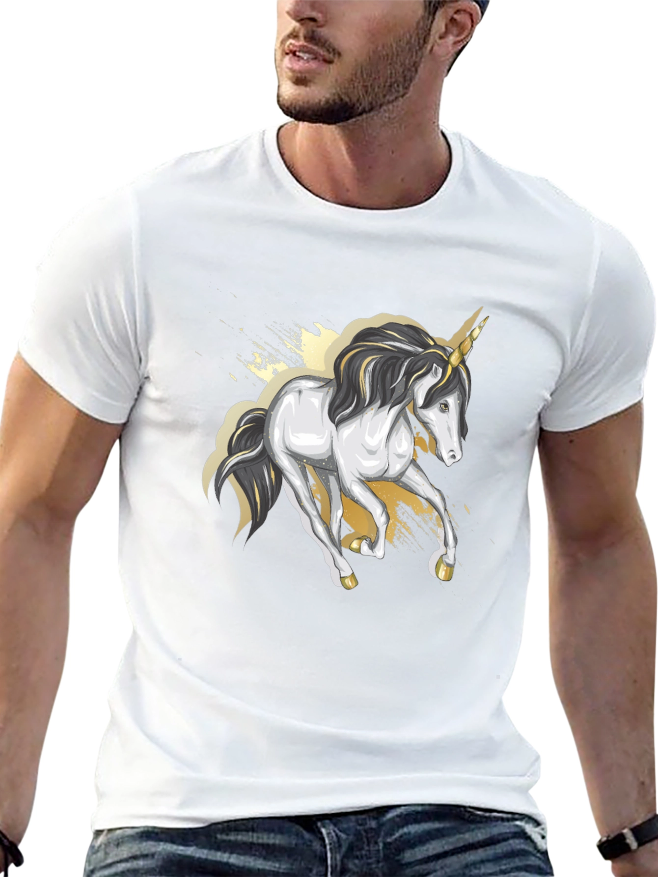 Black Unicorn Graphic Tee - Black Cotton Blend view 13