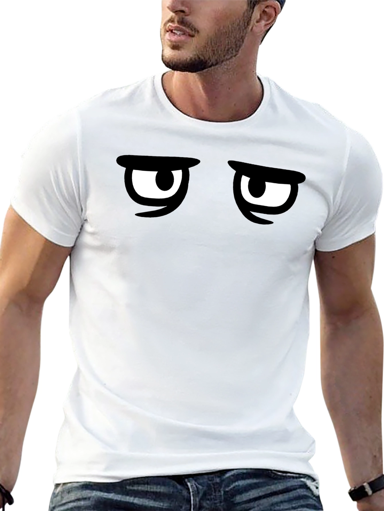 Black Grumpy Eyes Graphic Tee - Men's Black T-Shirt view 13