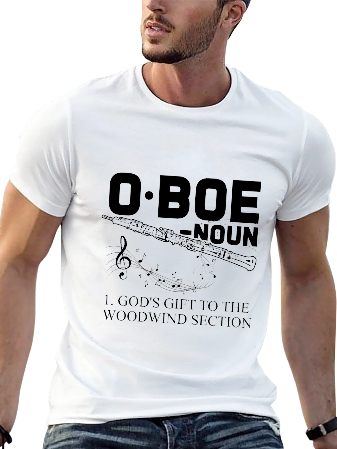 Black Oboe Definition Graphic T-Shirt - Musician Gift view 13
